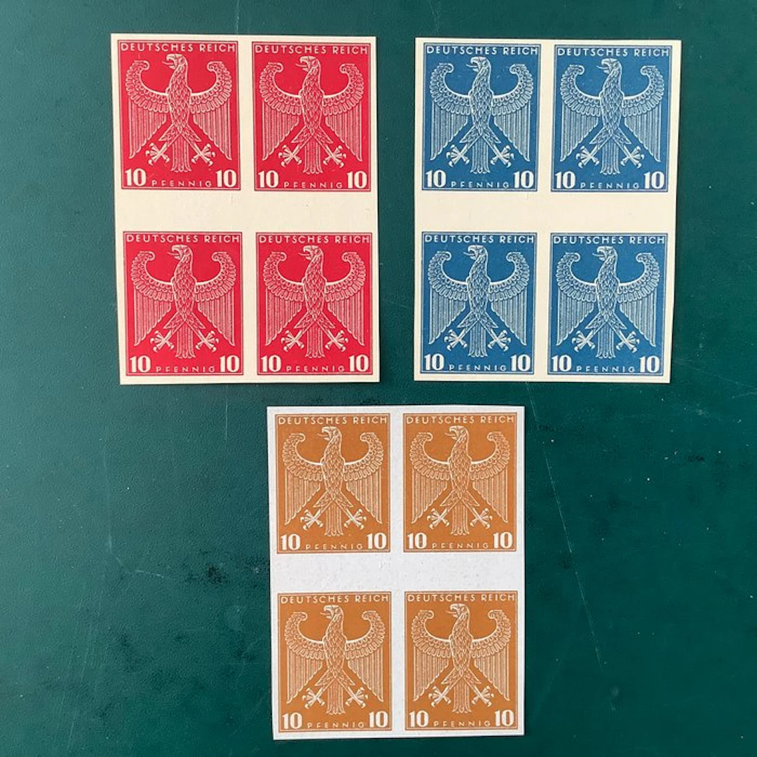 German Empire 1924 - Proofs : Eagle in bloc of 4 with...