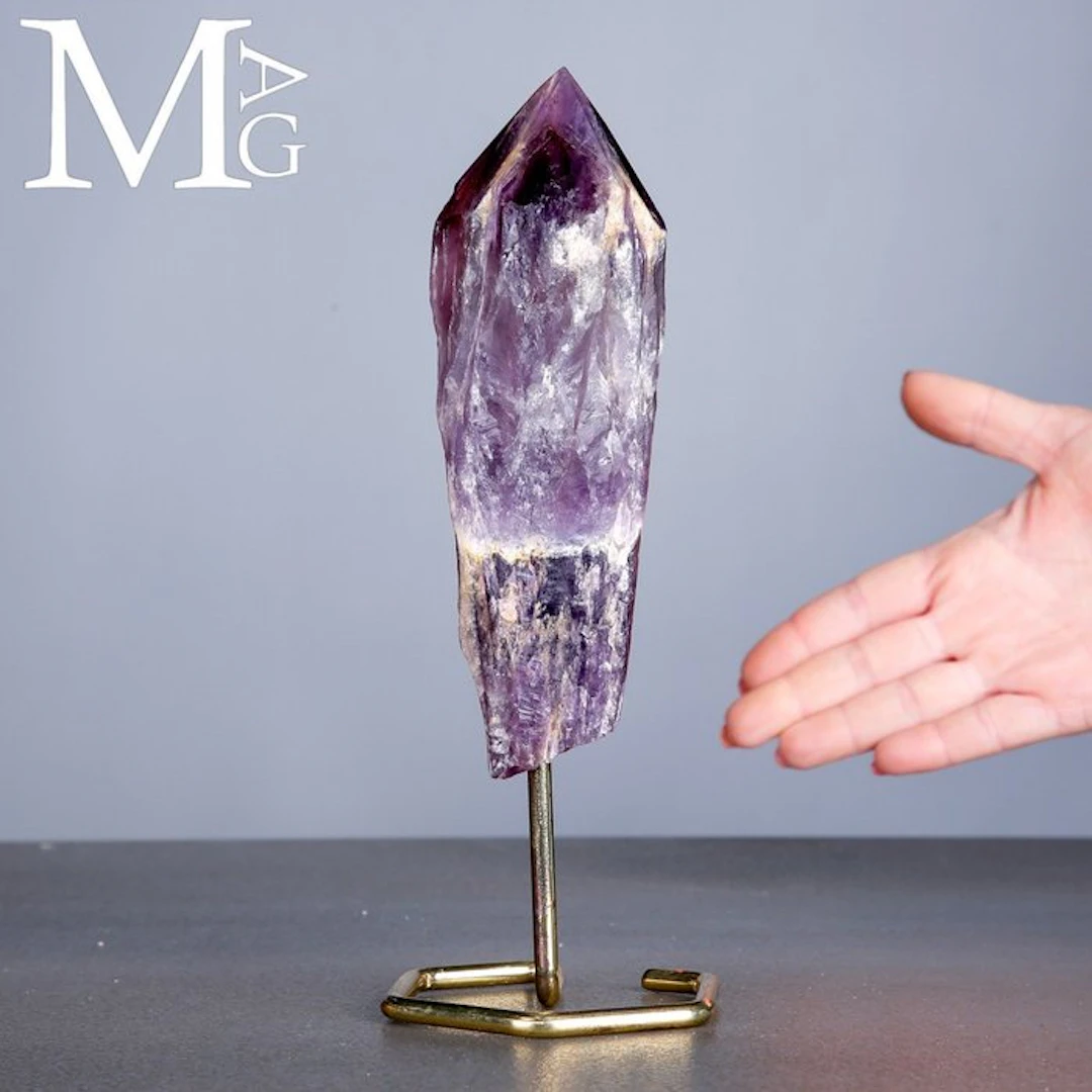 Amethyst Crystal Point with Natural Vivid Purple...