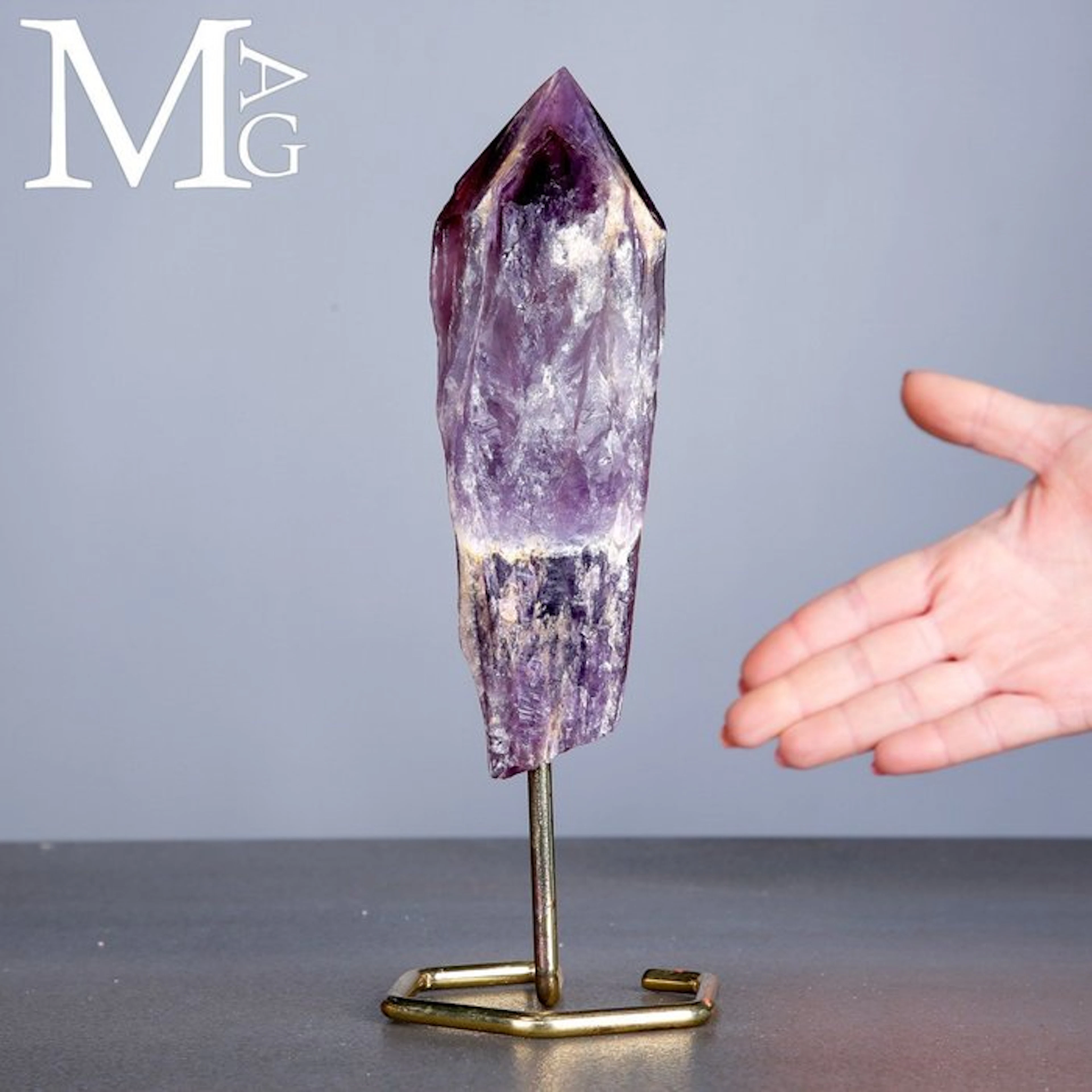 Amethyst Crystal Point with Natural Vivid Purple...