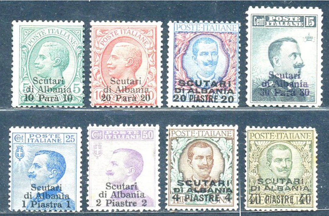 Levant 1909 - Scutari, complete series of 8 values. - Sassone 1/8