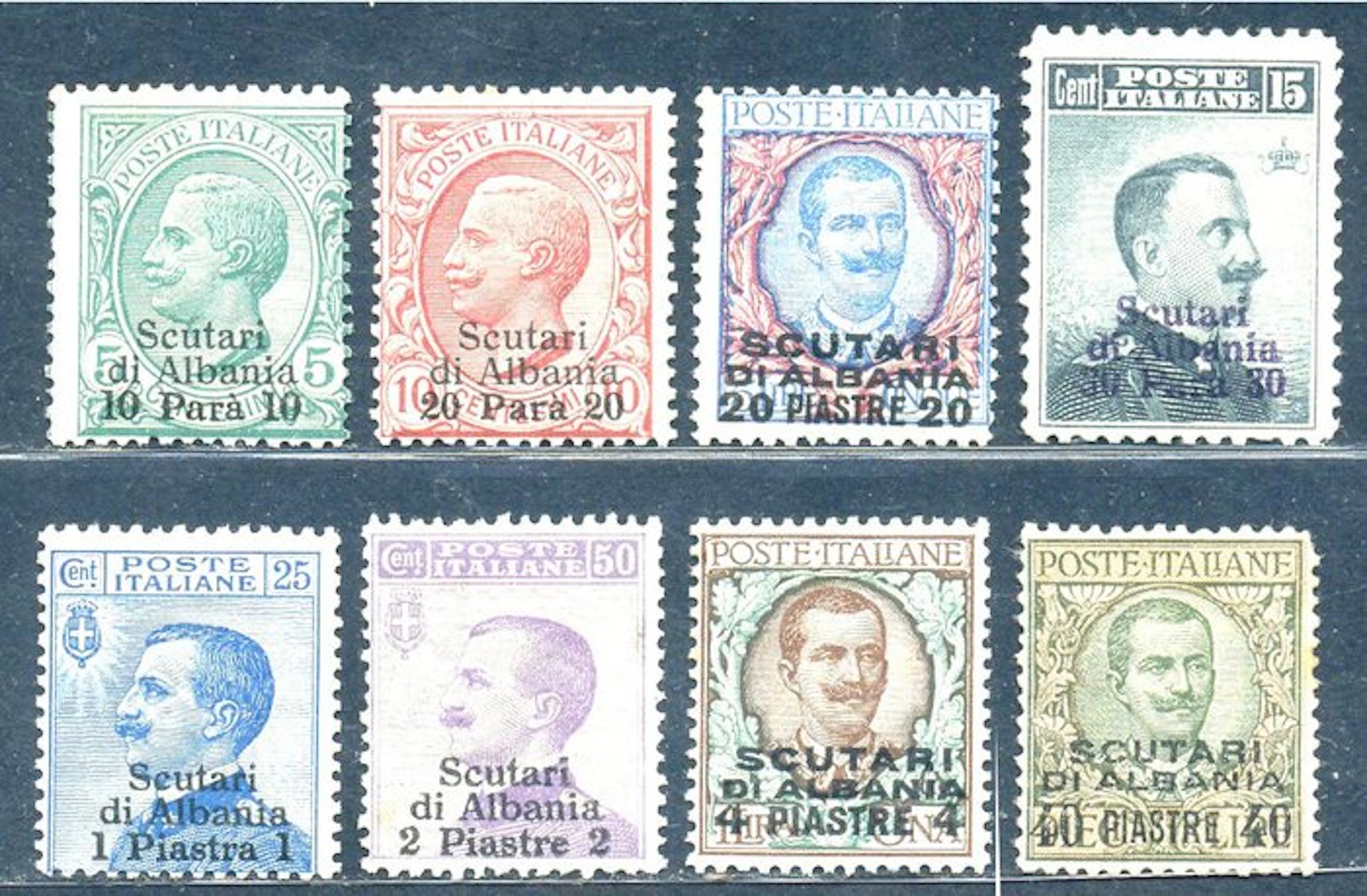 Levant 1909 - Scutari, complete series of 8 values. - Sassone 1/8