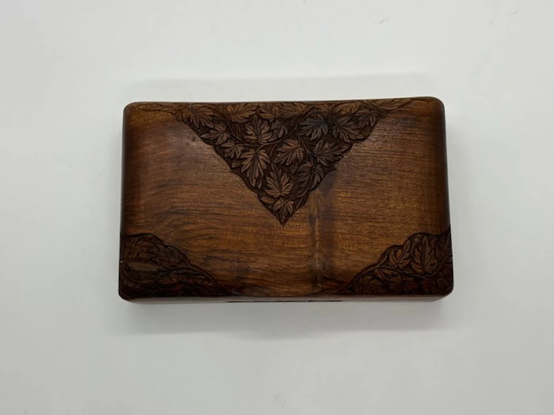 Box - Hand-Carved Antique Solid Wood Jewelry Chest - Wood