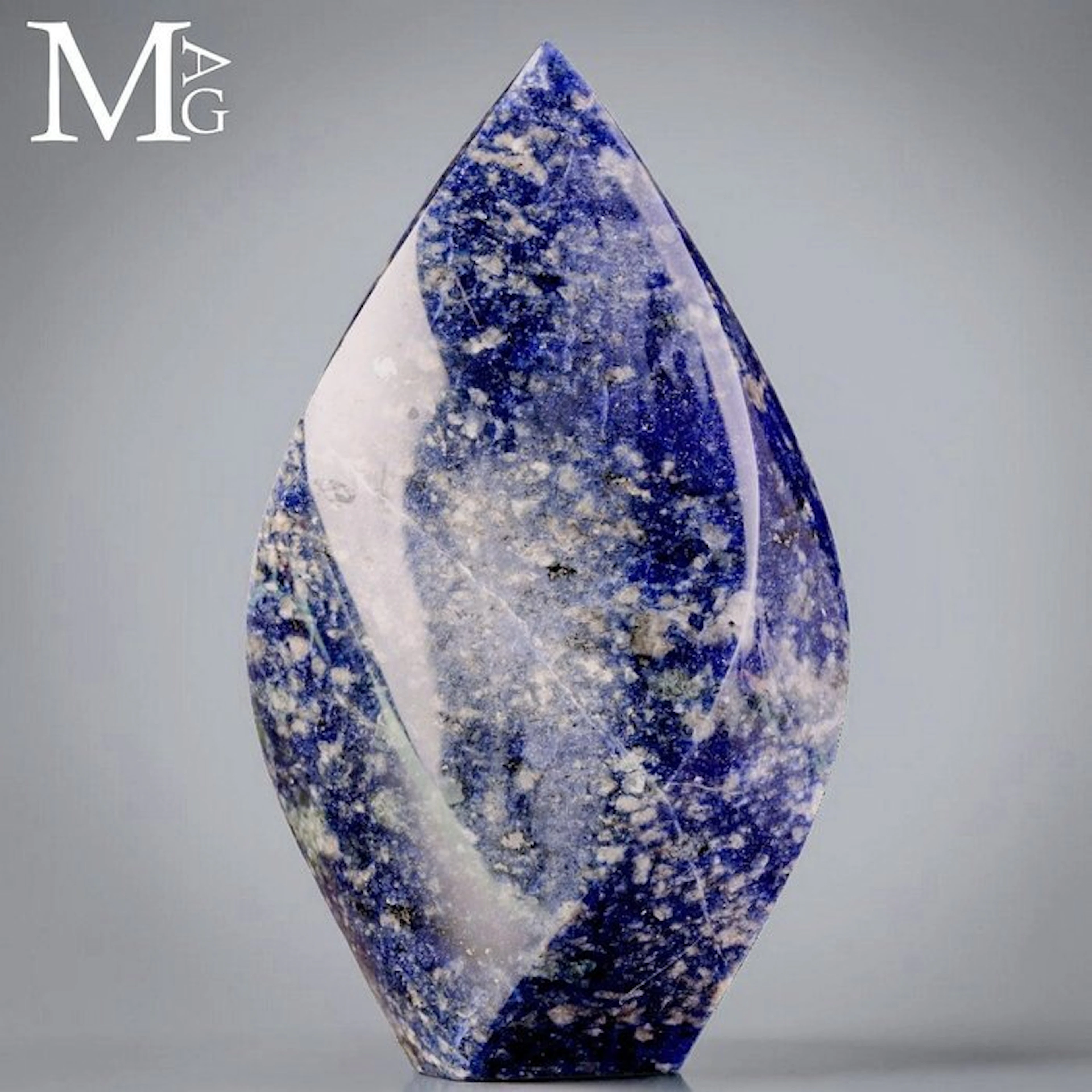 Vivid Royal Blue Sodalite Flame Carved flame sculpture