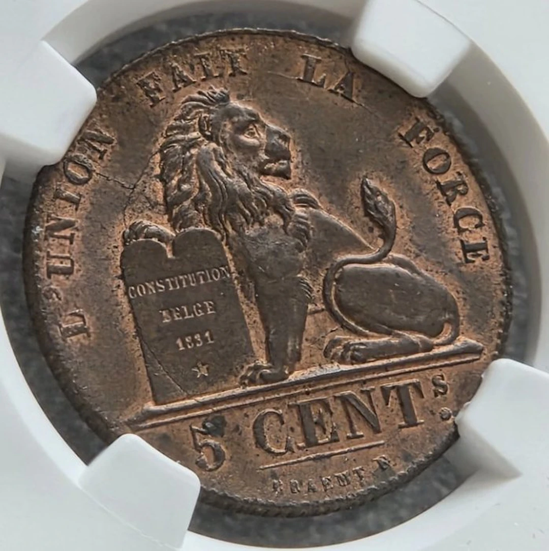 Belgium. Leopold II. 5 Cents 1842