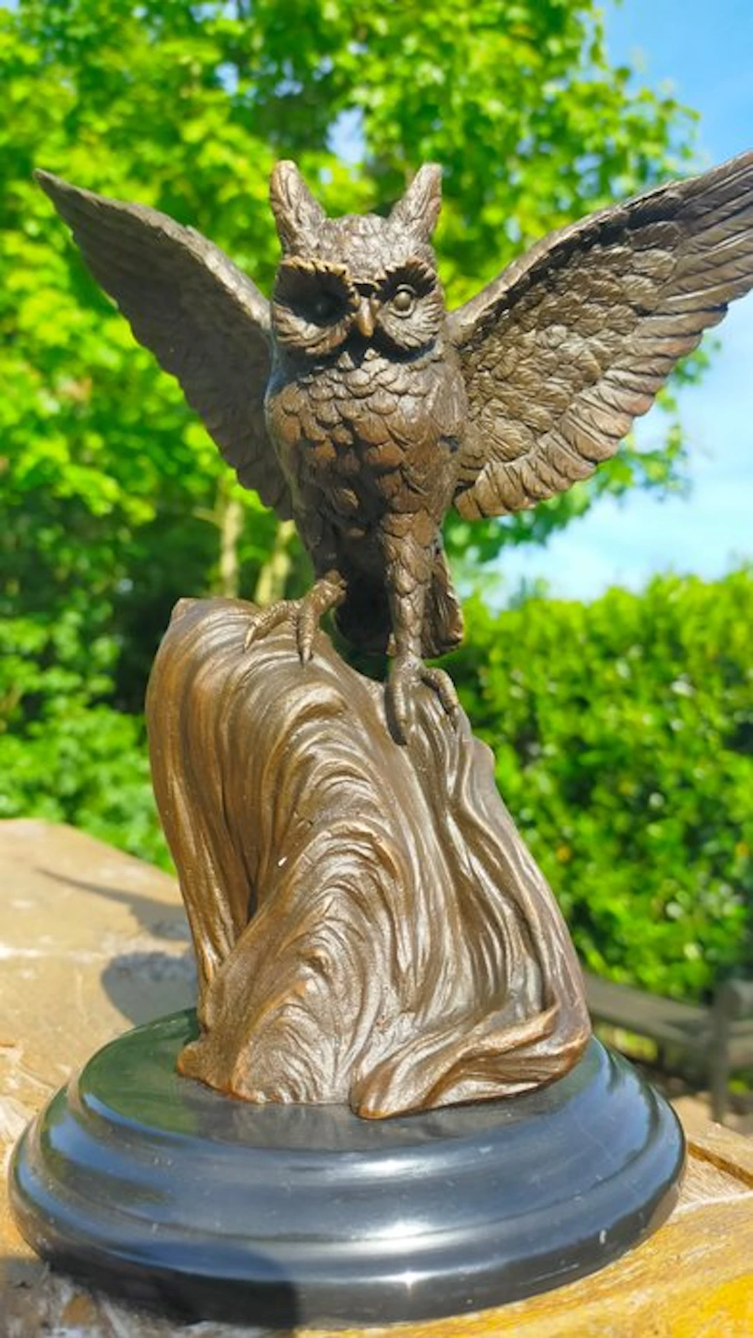 nick - Sculpture, imposante uil met gespreide vleugels - 24 cm - bronze marble