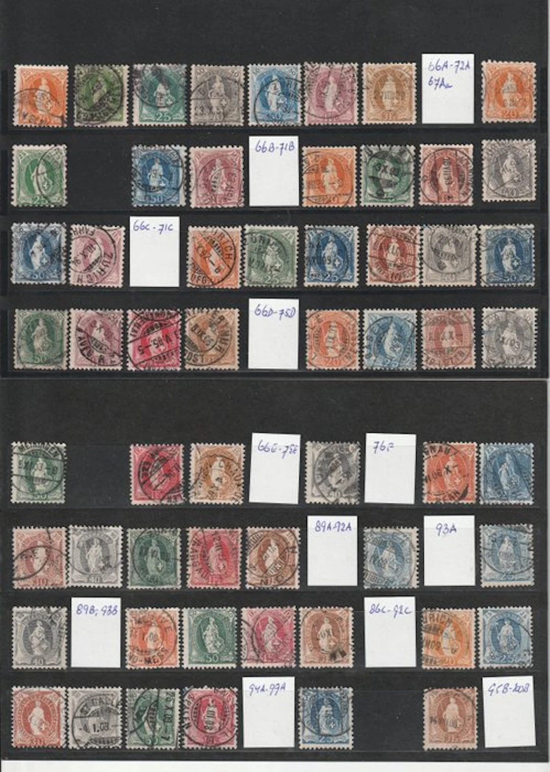 Switzerland 1882/1909 - Collection: Standing Helvetia