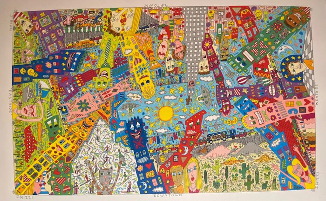 James Rizzi (1950-2011) - Uptown, Downtown, Eastside, Westside
