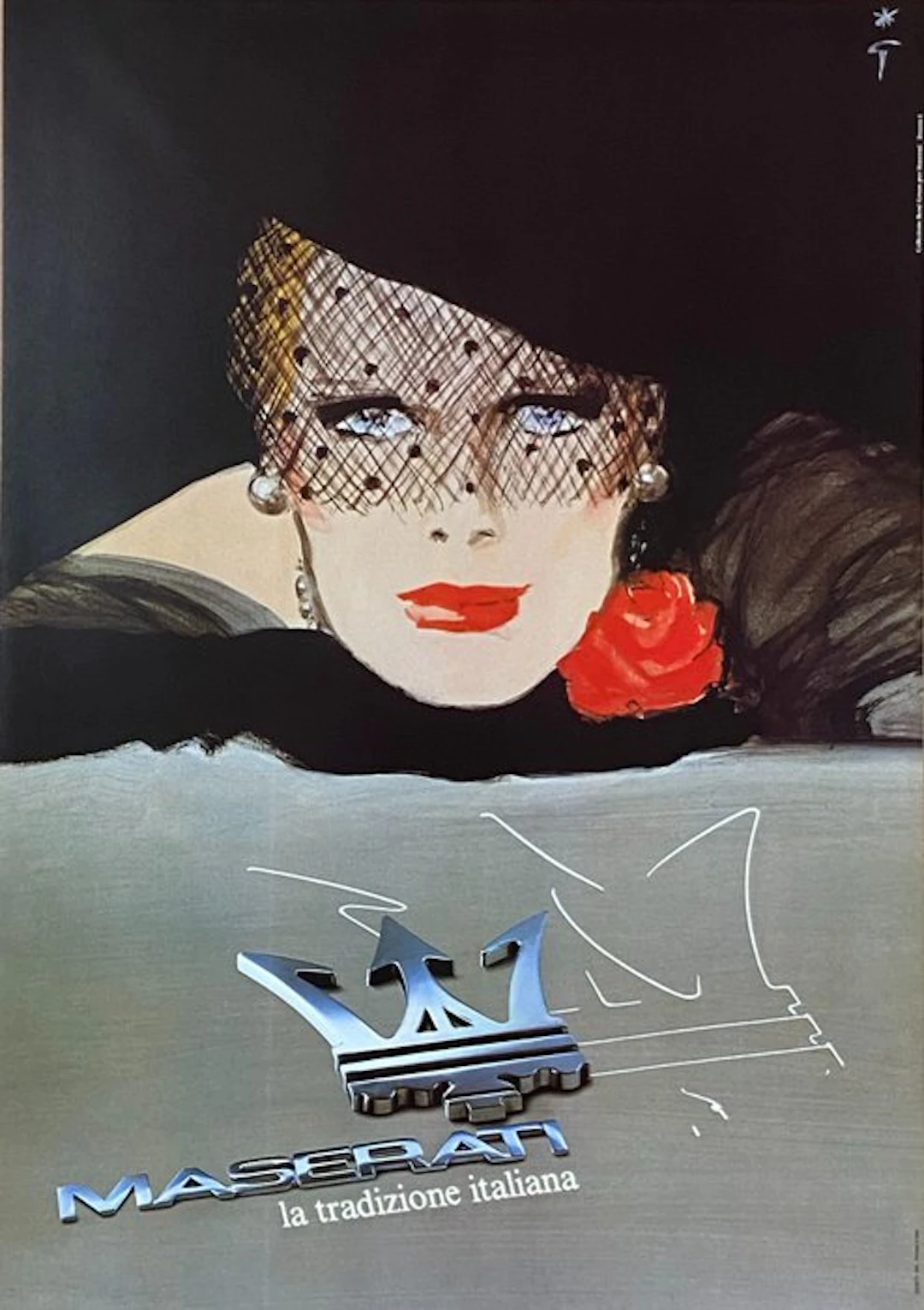 René Gruau - MASERATI - La tradizione italiana - Donna I - 1980s