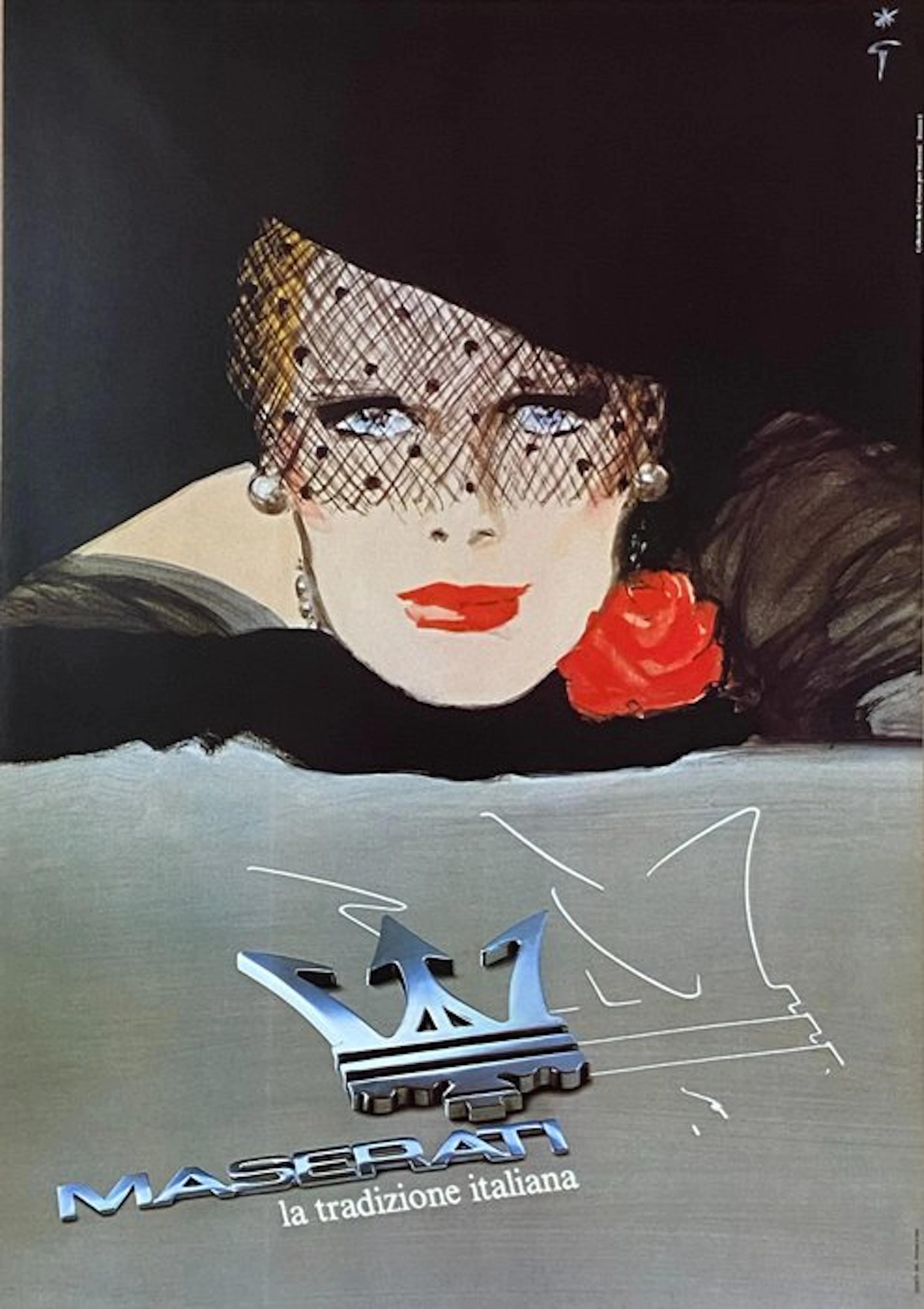 René Gruau - MASERATI - La tradizione italiana - Donna I - 1980s