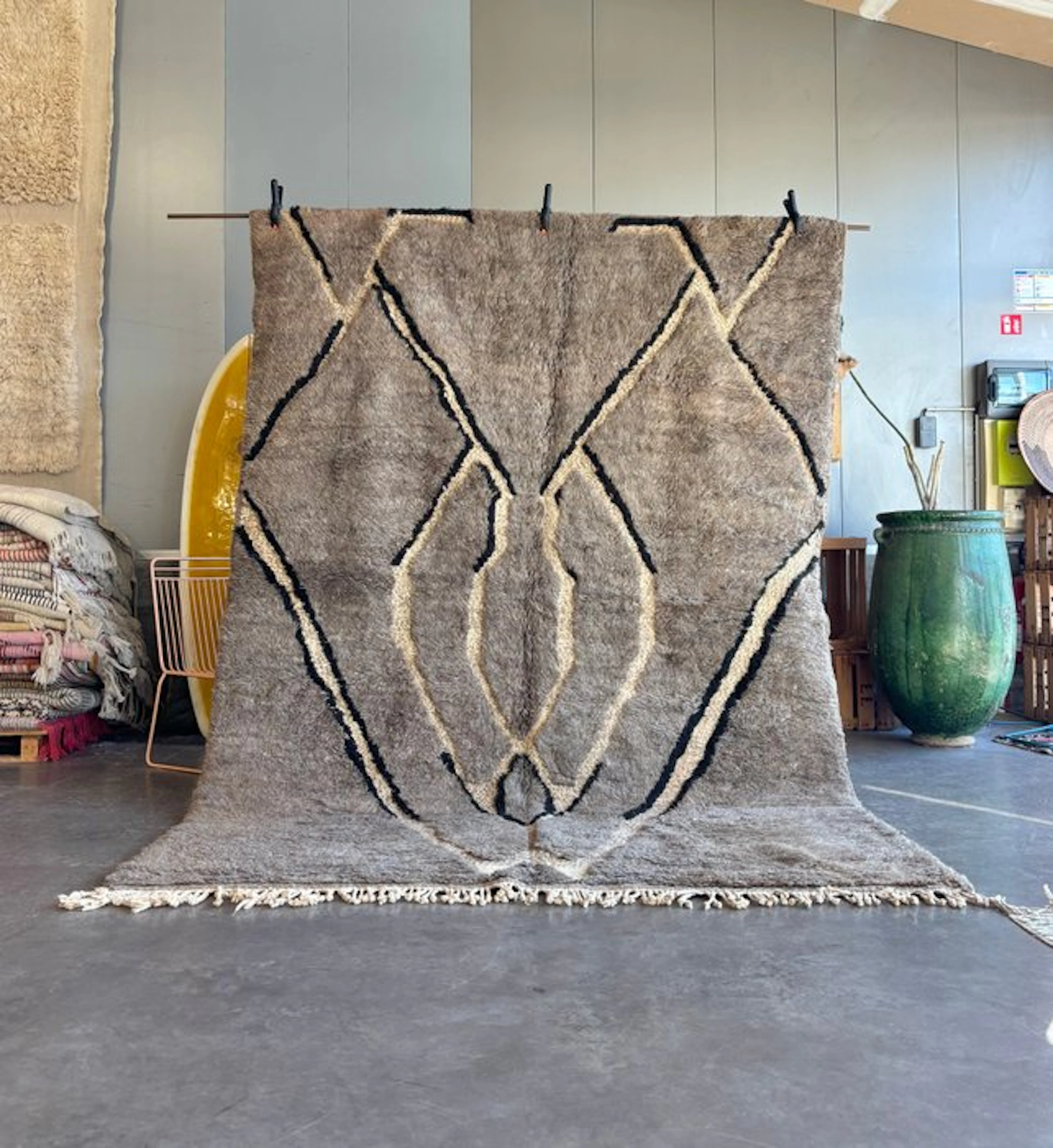 Contemporary Hand-Knotted Mrirt Wool Rug Moroccan Carpet...