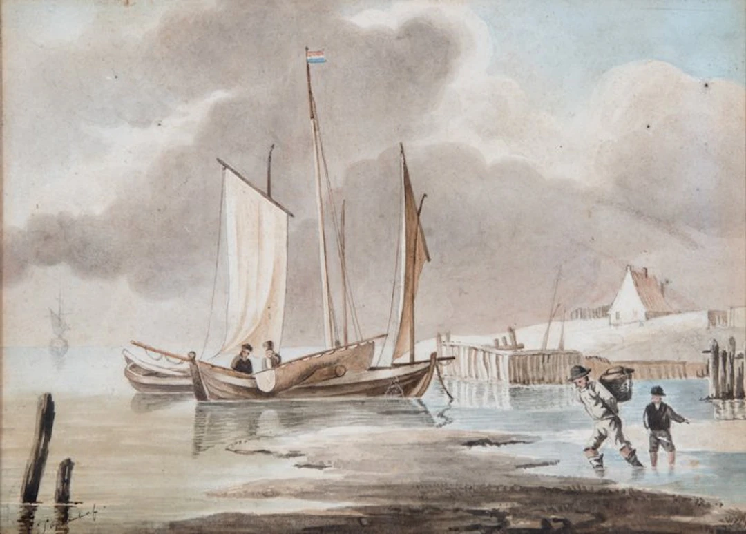 George Wilhelm Opdenhoff (1807-1873) - Marine: In de Havenmonding (No Reserve)
