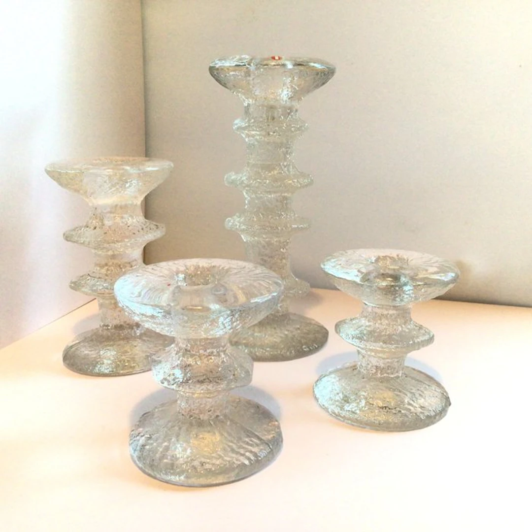Iittala - Tapio Wirkkala - Candleholder (4) - Glass - Festivo candle holders