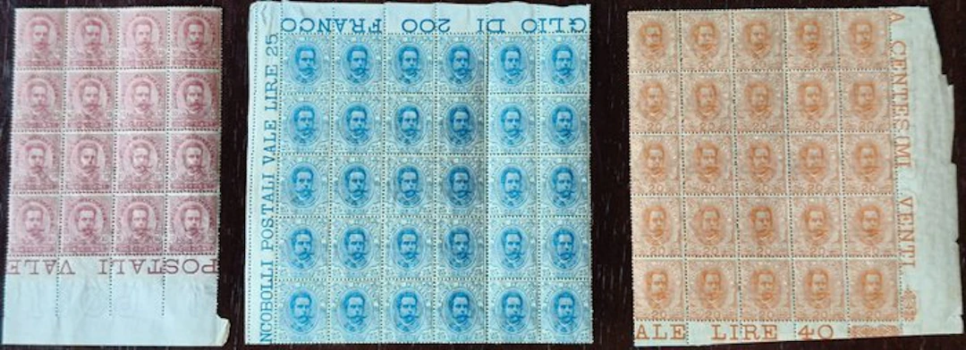 Italy Kingdom - Effigy of Umberto I - Blocks of stamps of 10c (16 stamps)