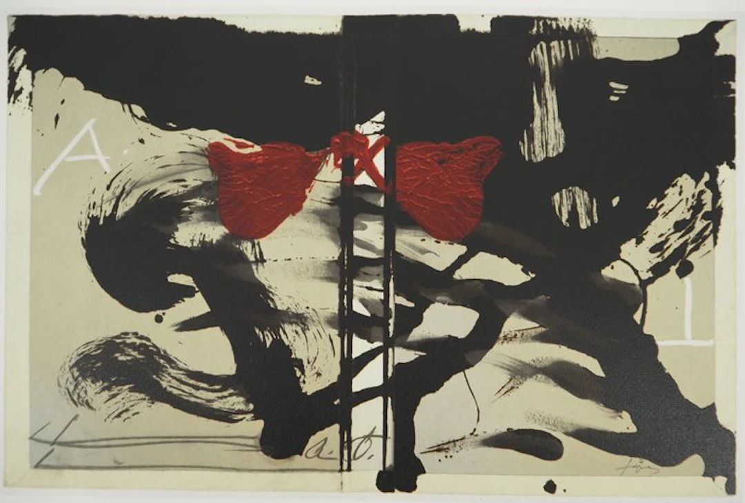 Antoni Tapies (1923-2012) - Composition expressive en noir et rouge
