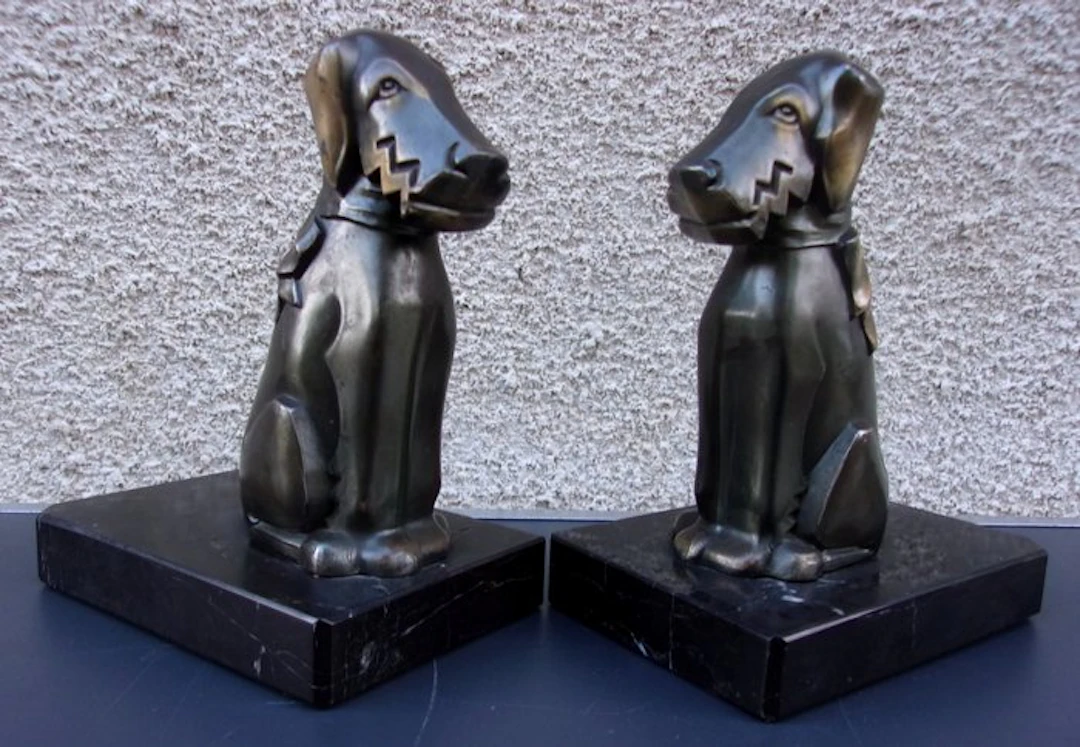 Chiens - fox terrier Ric & Rac - Bookends (2) - Art Deco - regulate