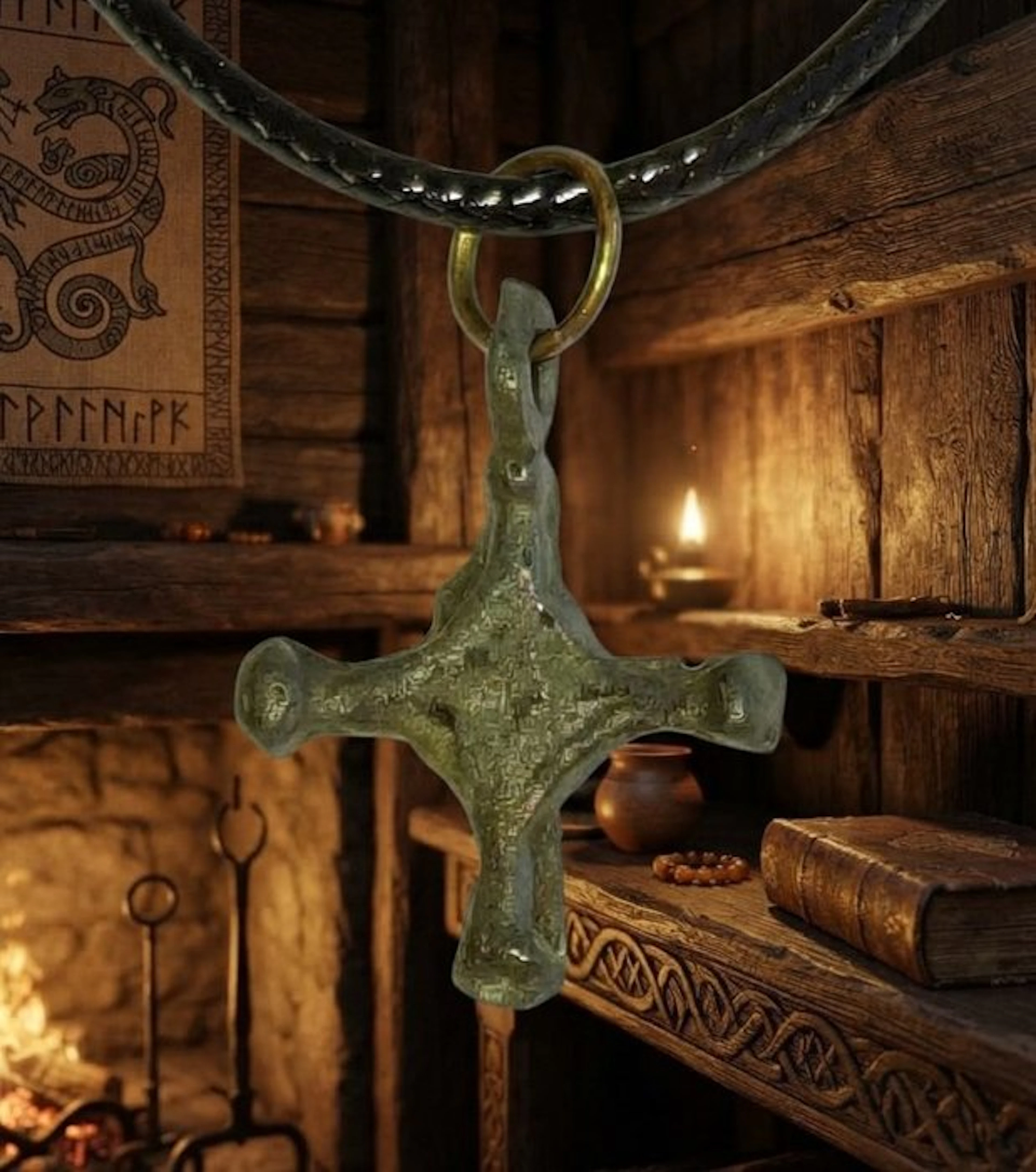 Medieval Bronze pectoral cross.In excellent condition. (No reserve price)