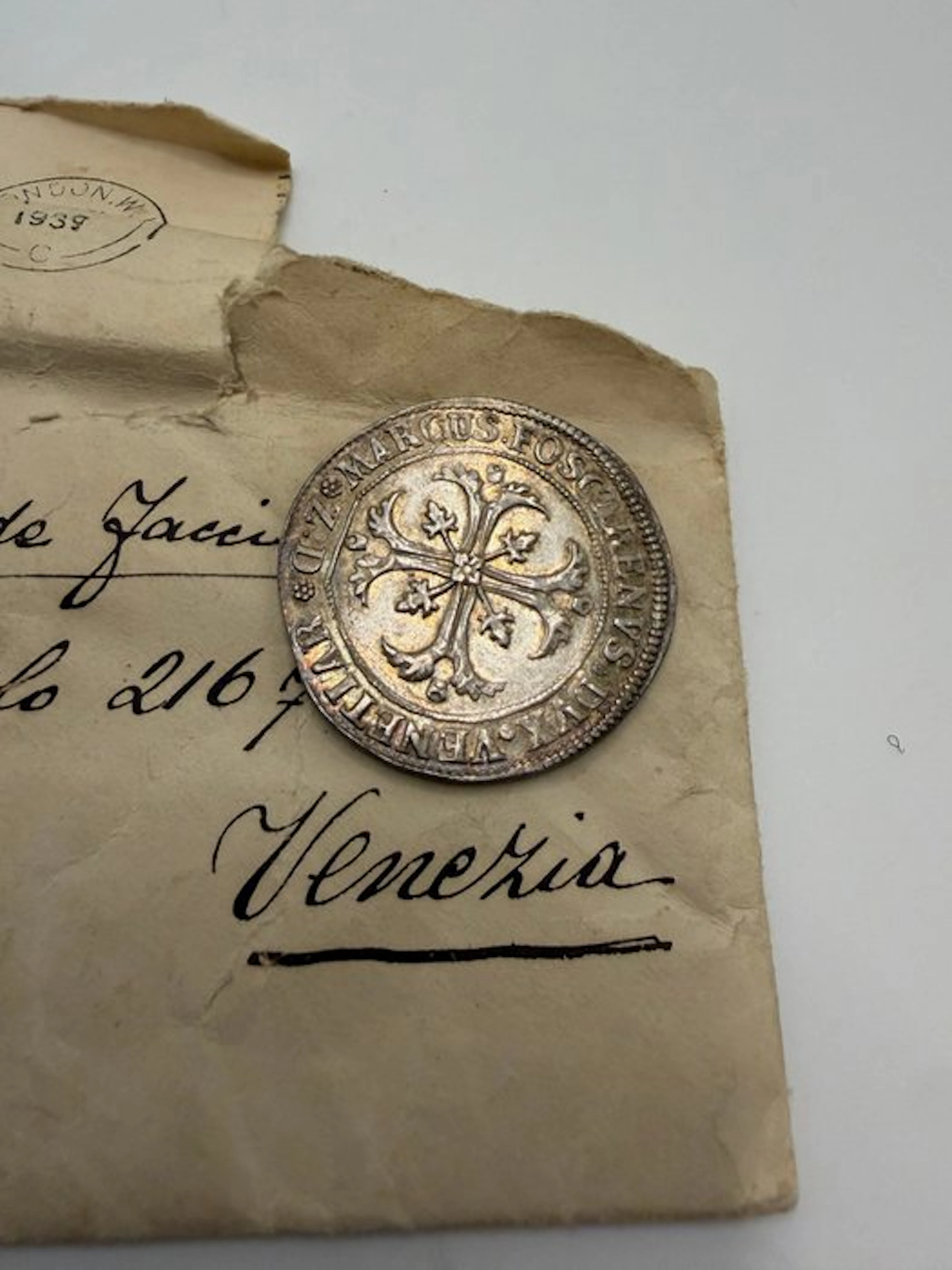 Italy. Marco Foscarini (1762-1763). Mezzo Scudo della Croce da 70 Soldi