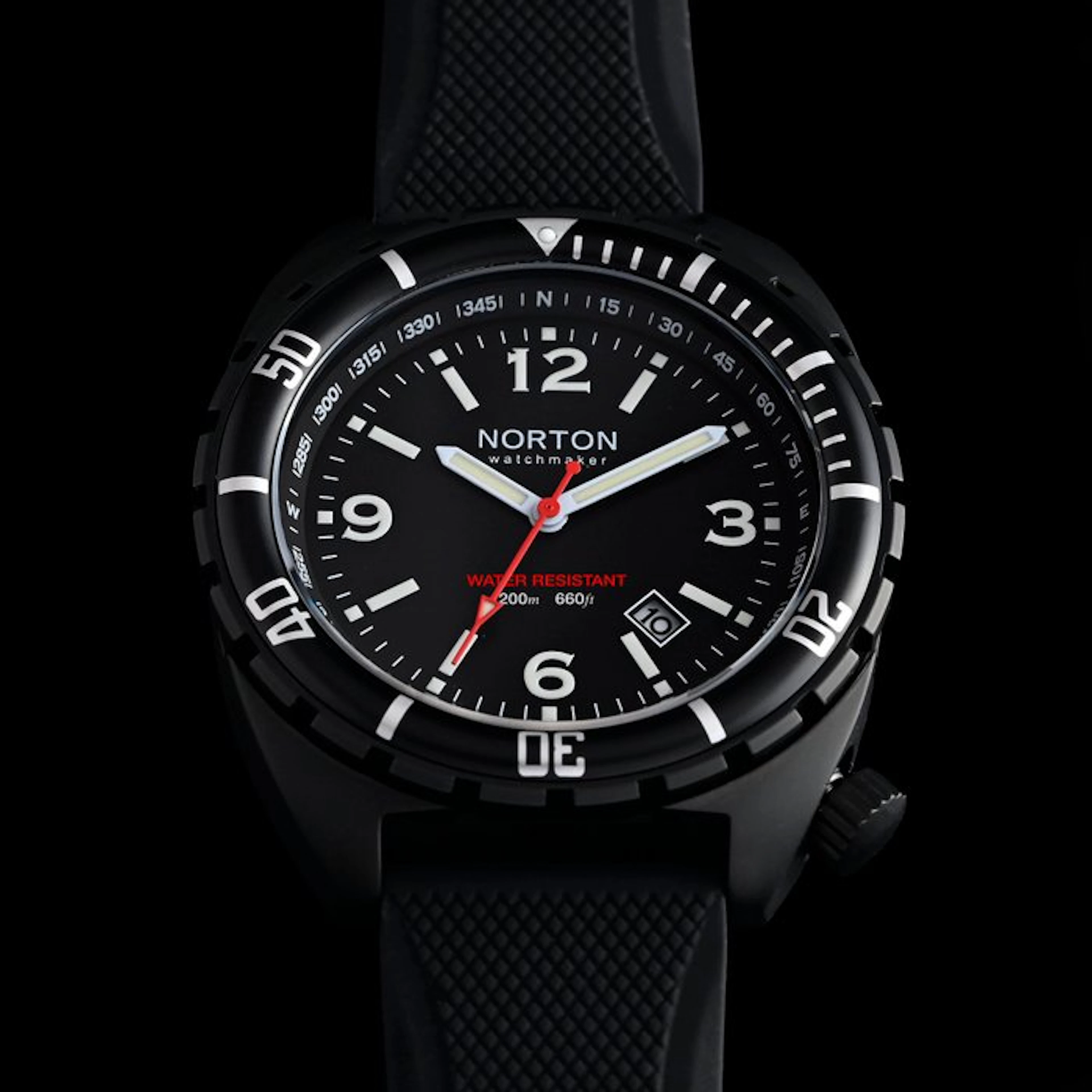 Norton - Raffaello - Diver Quartz 200M - PVD Nero - Vetro...