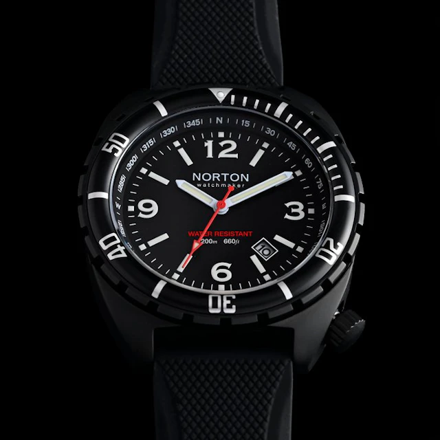 Norton - Raffaello - Diver Quartz 200M - PVD Nero - Vetro...