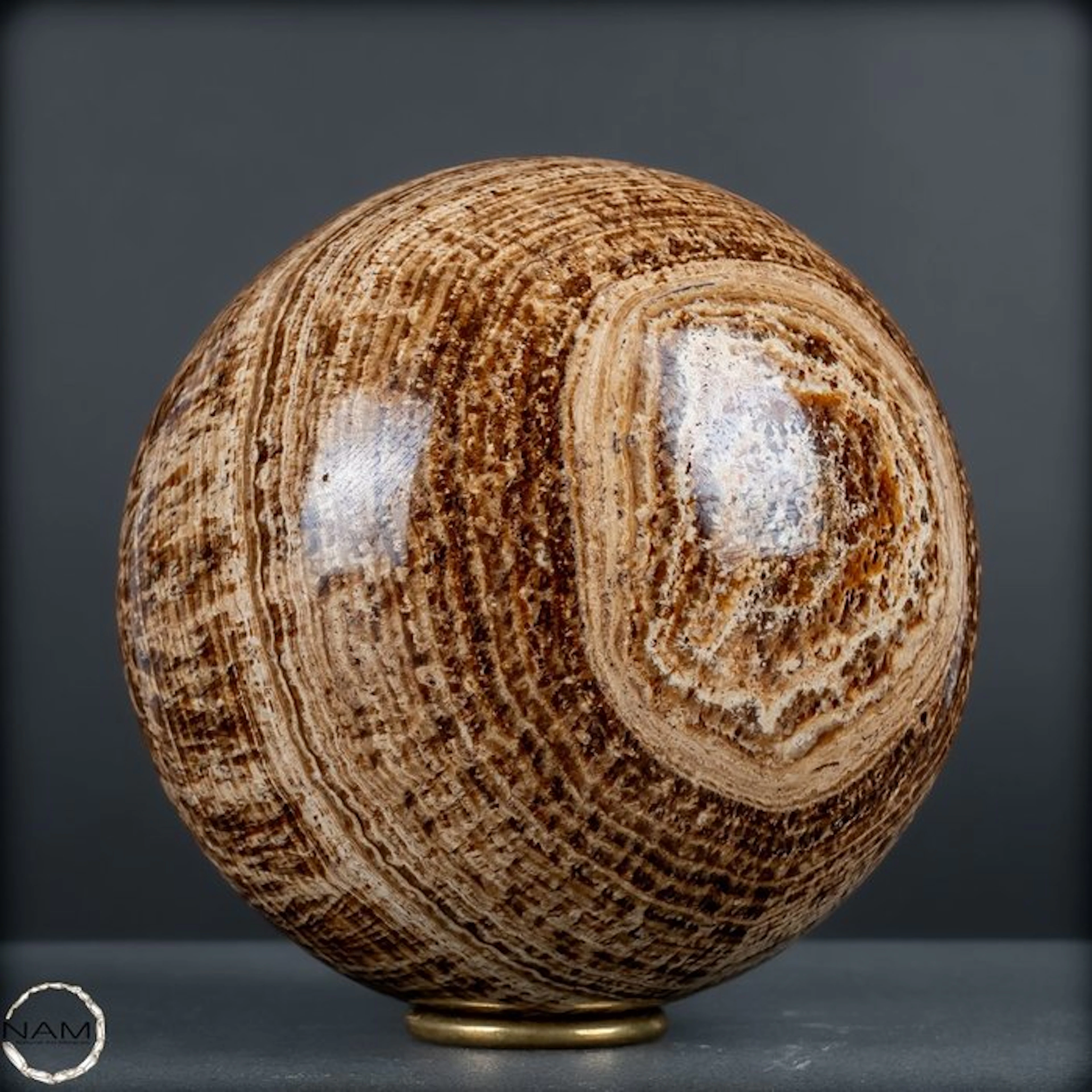 Aragonite sphere from Peru Fascinating natural banding.- 3618.28 g