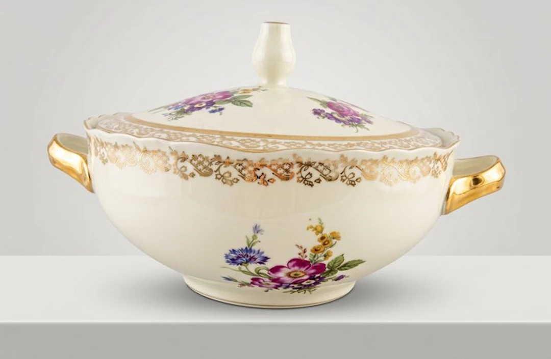 Richard Ginori - Tureen (2) - Porcelain, Gold plated