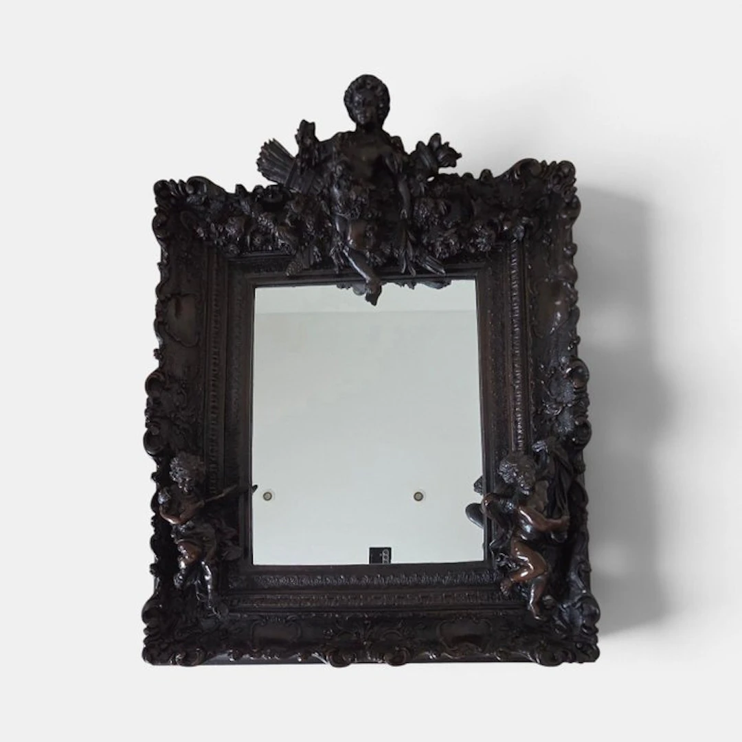 Wall mirror- Baroque / Rococo carved wood – Decor of angels