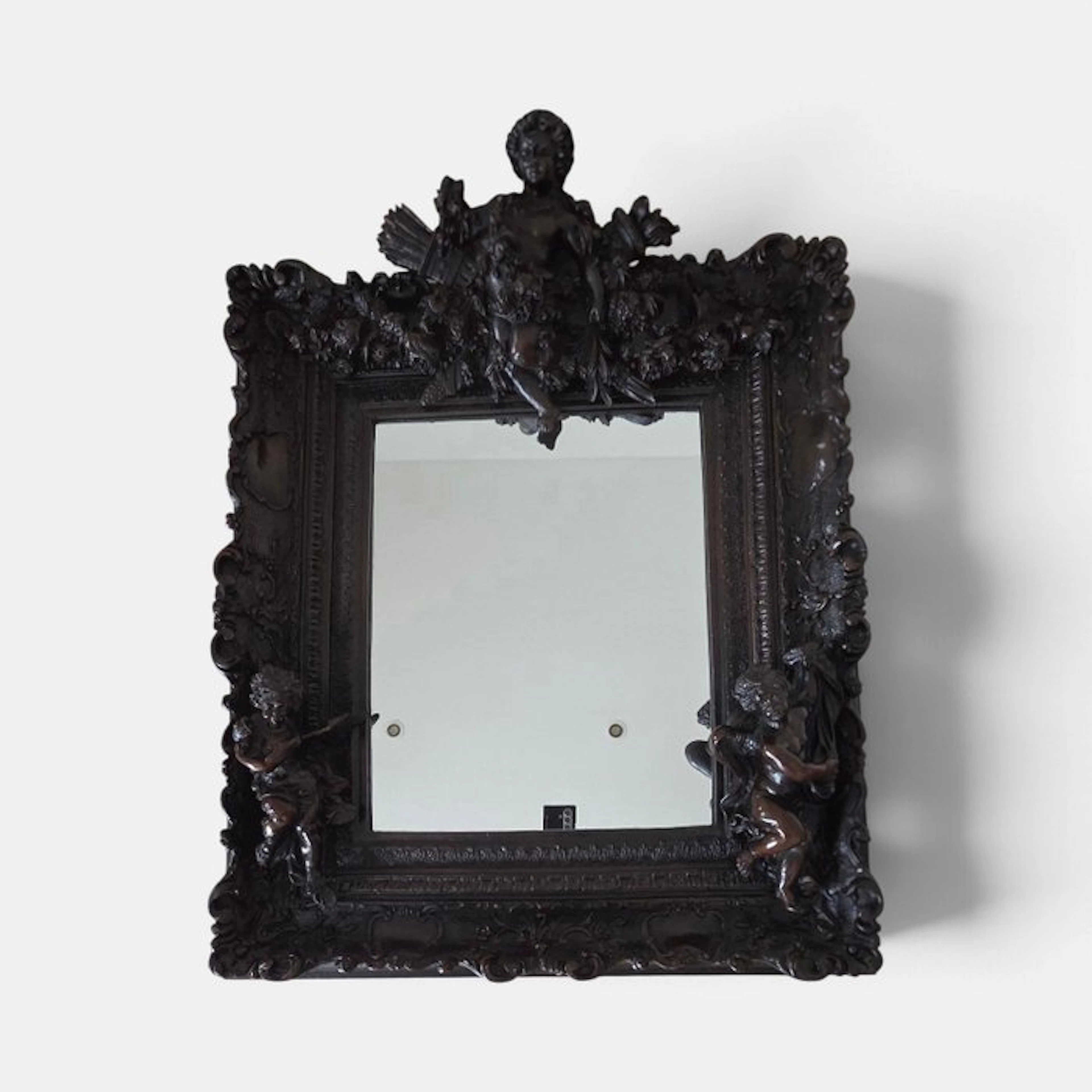 Wall mirror- Baroque / Rococo carved wood – Decor of angels