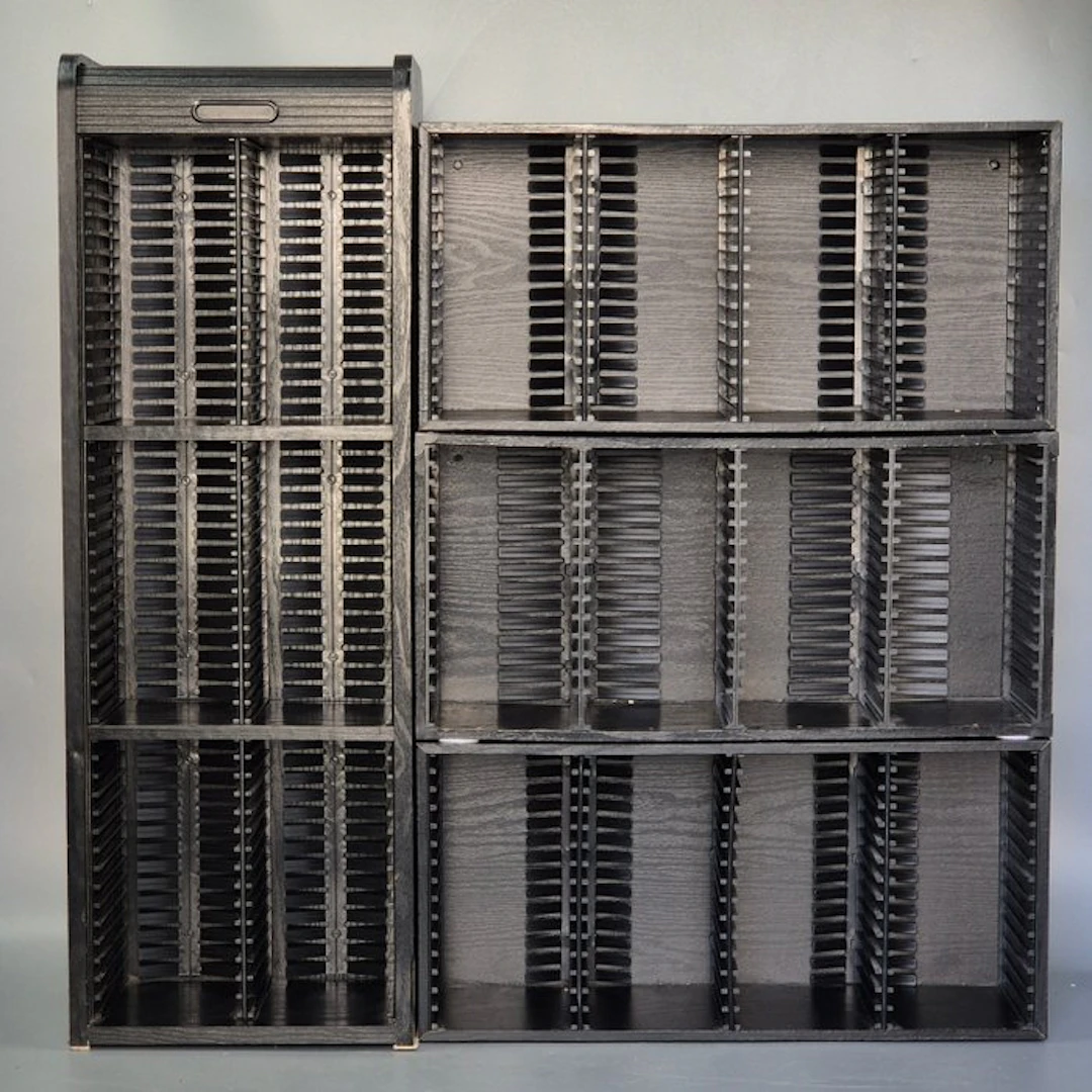 CD Regal Set 4-teilig Schwarz – Schrank mit Rollladen...
