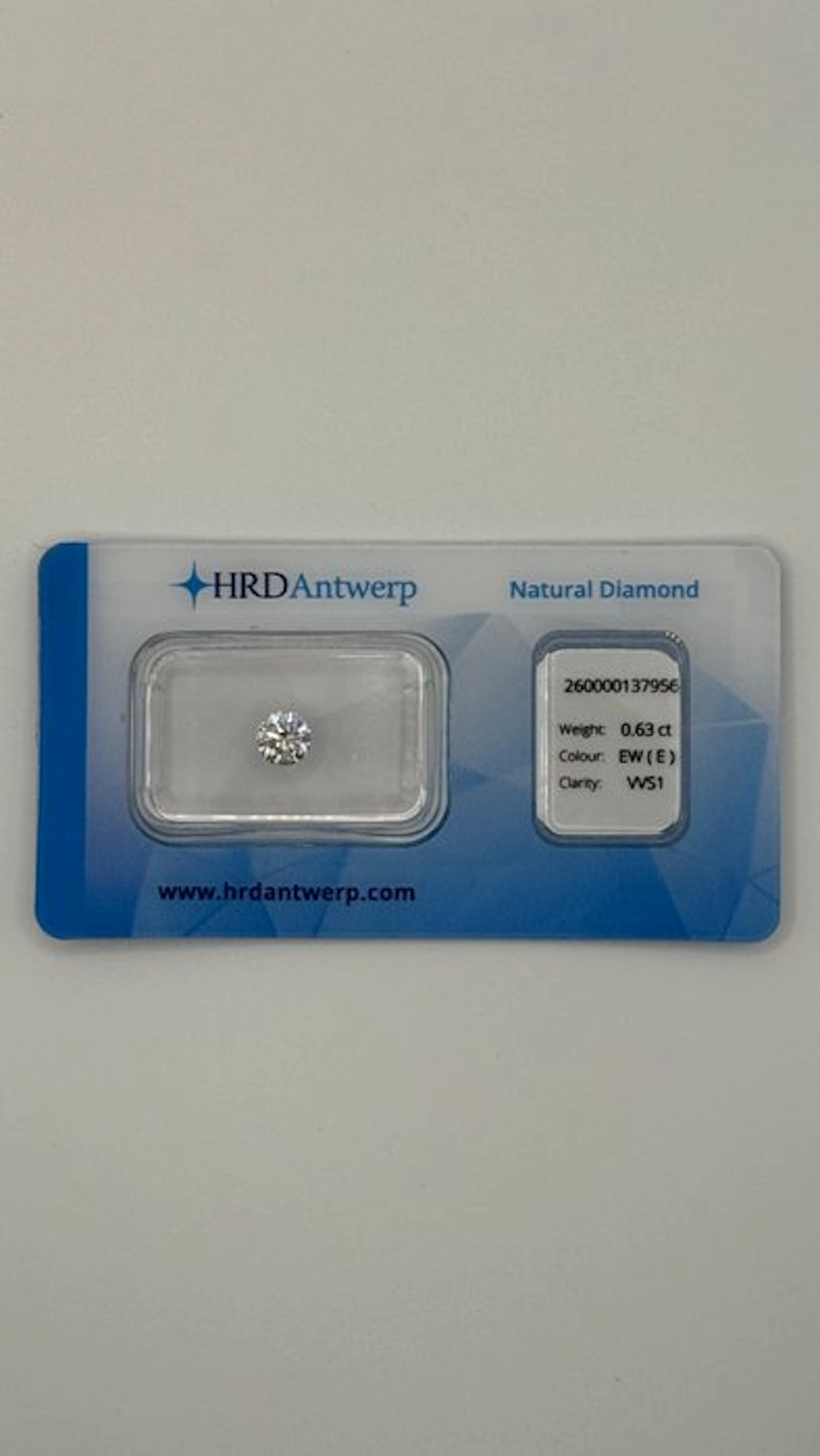 1 pcs Diamond (Natural) - 0.63 ct - E - VVS1 - HRD...