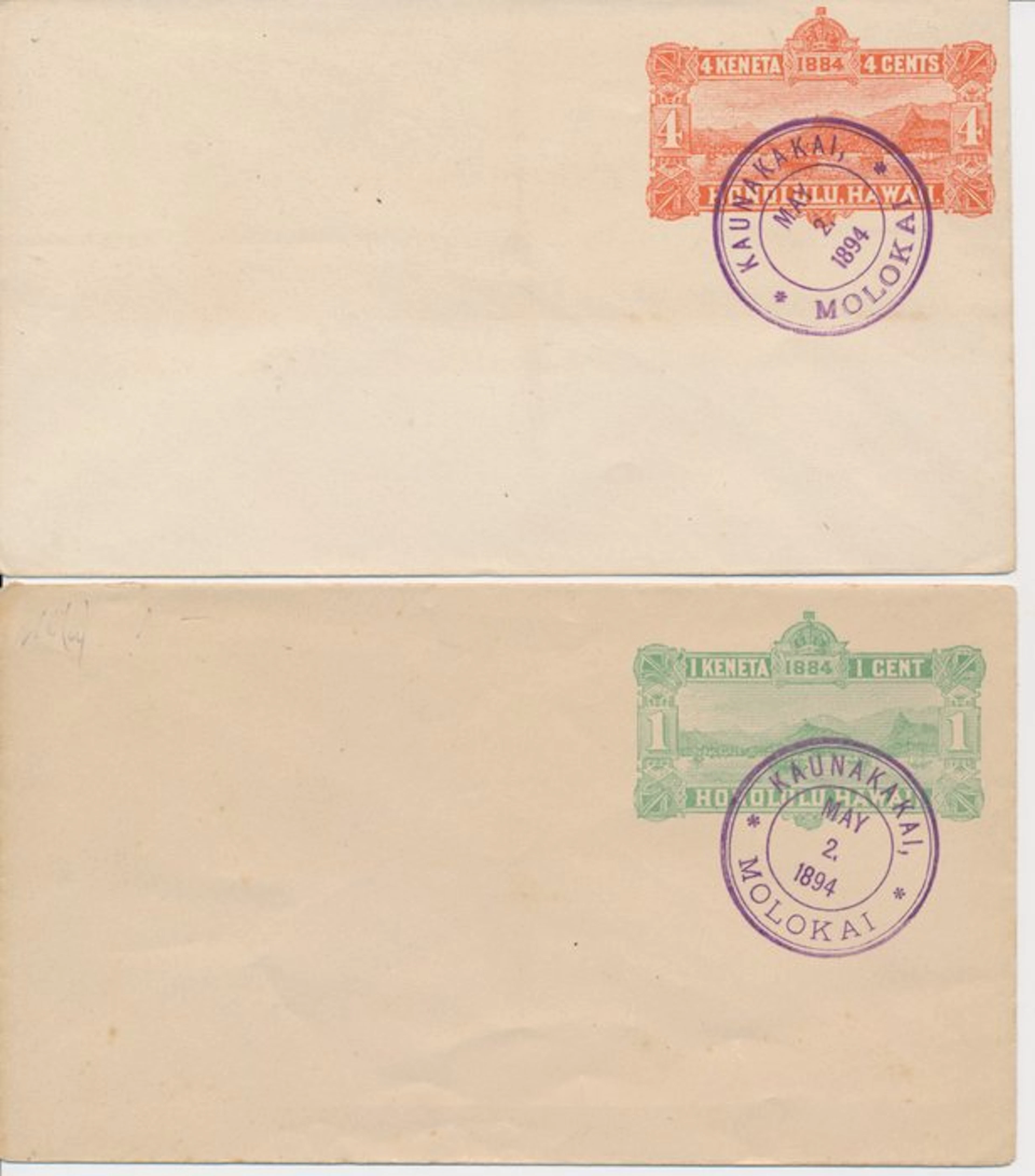 Hawaii 1894 - Two rare postal stationery items