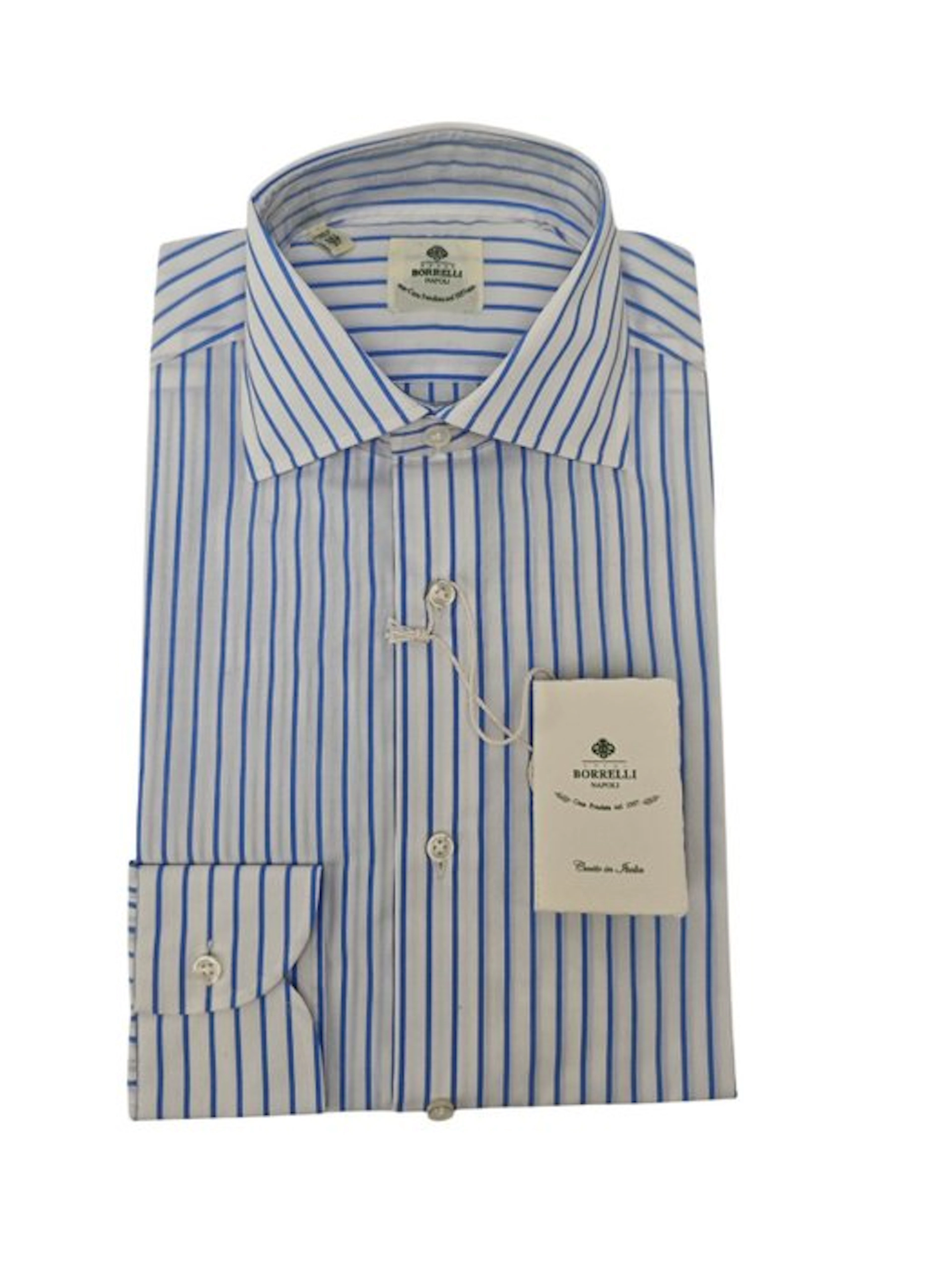 LUIGI BORRELLI NAPOLI - Size 14.5 - 37 (S) - Shirt Blue...