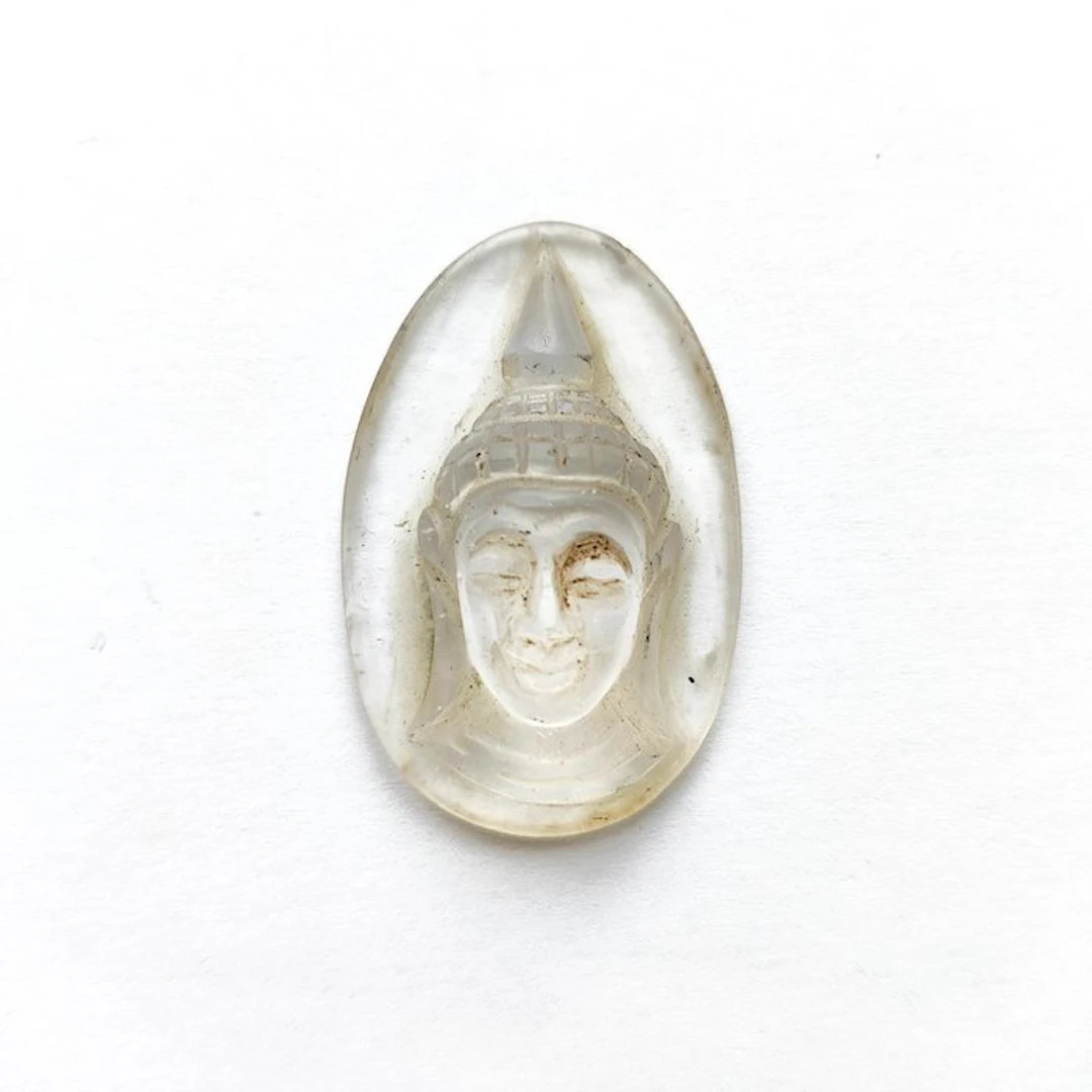 Ancient Siamese Crystal Buddha's Head Bead Cabochon - 42 mm