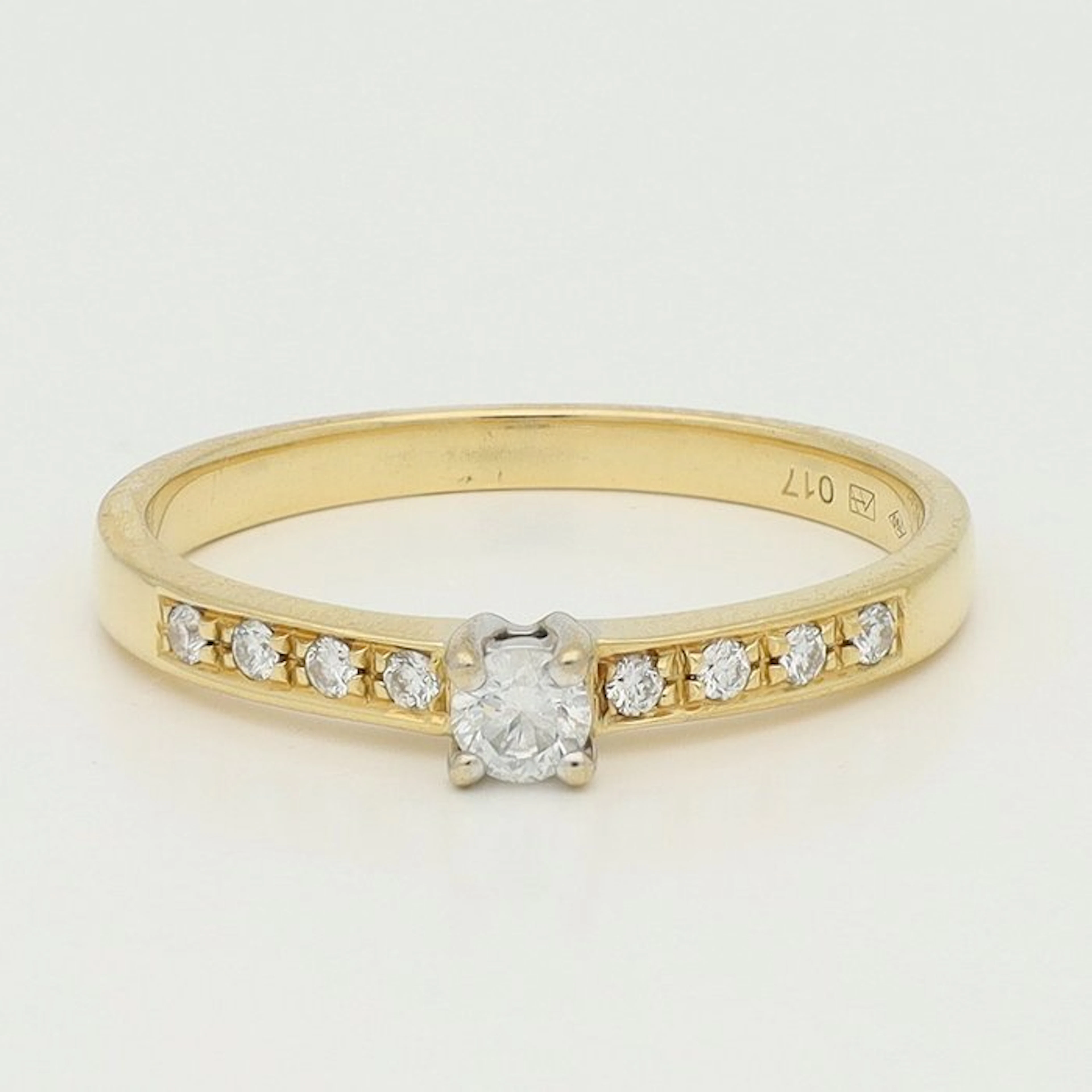 Ring - 18 kt. Yellow gold, White gold Diamond (Natural) - Shoulder