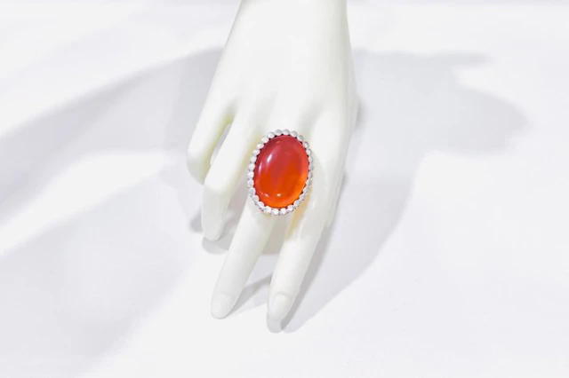No reserve price - Ring Silver Carnelian