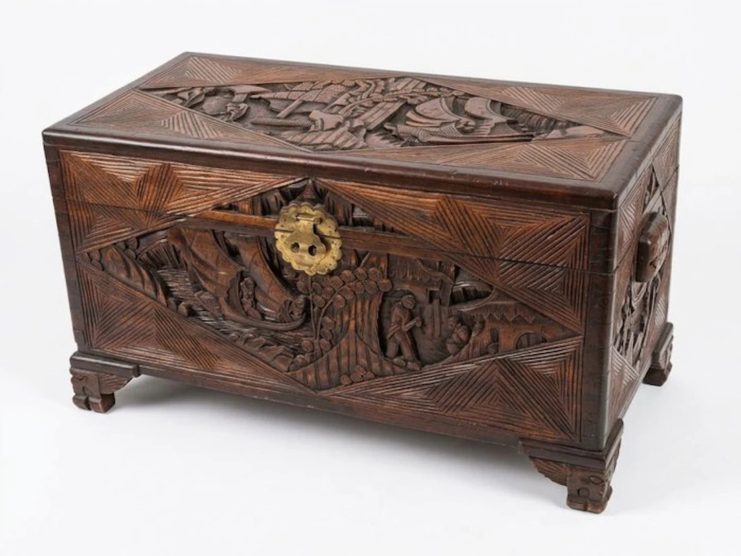 Groot Gesneden Chinees Kamferhouten Kist (88 cm) met...