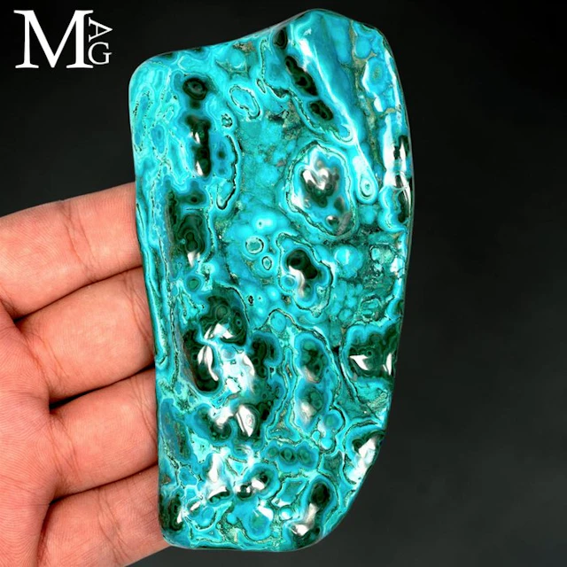 Natural Turquoise Orbicular Mineral Slab Polished...