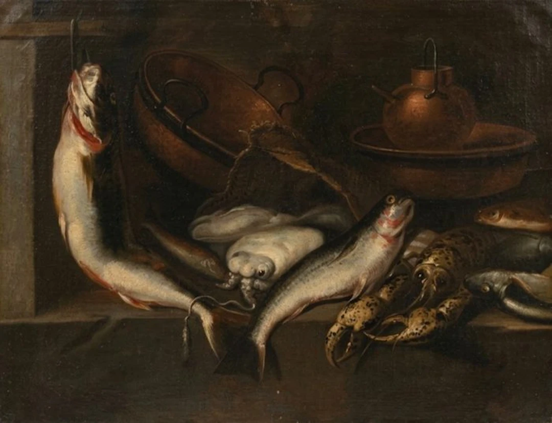 Giusppe Recco (1634-1695), Attributed to - Bodegón de peces y langosta