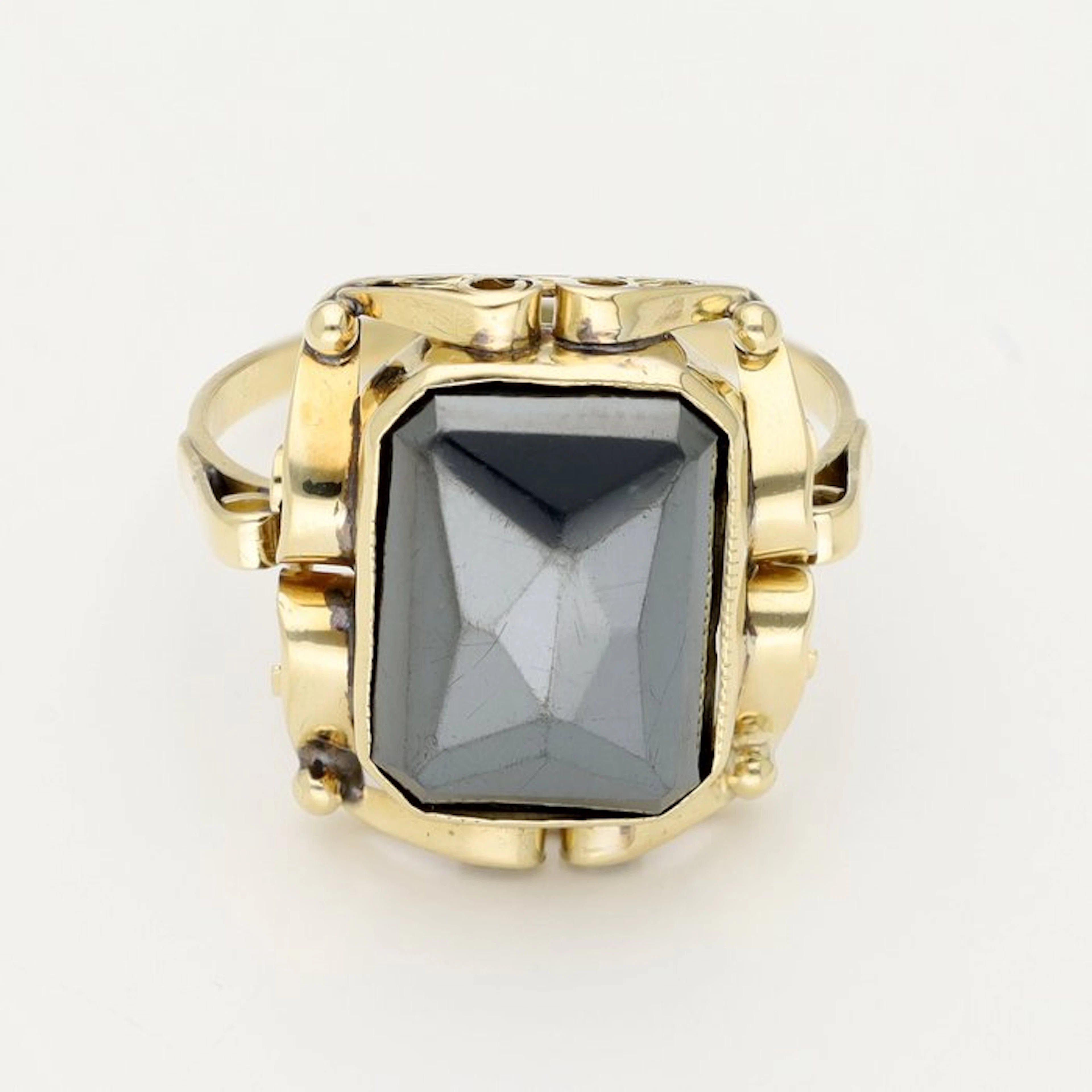 Ring - 14 kt. Yellow gold - Hematite