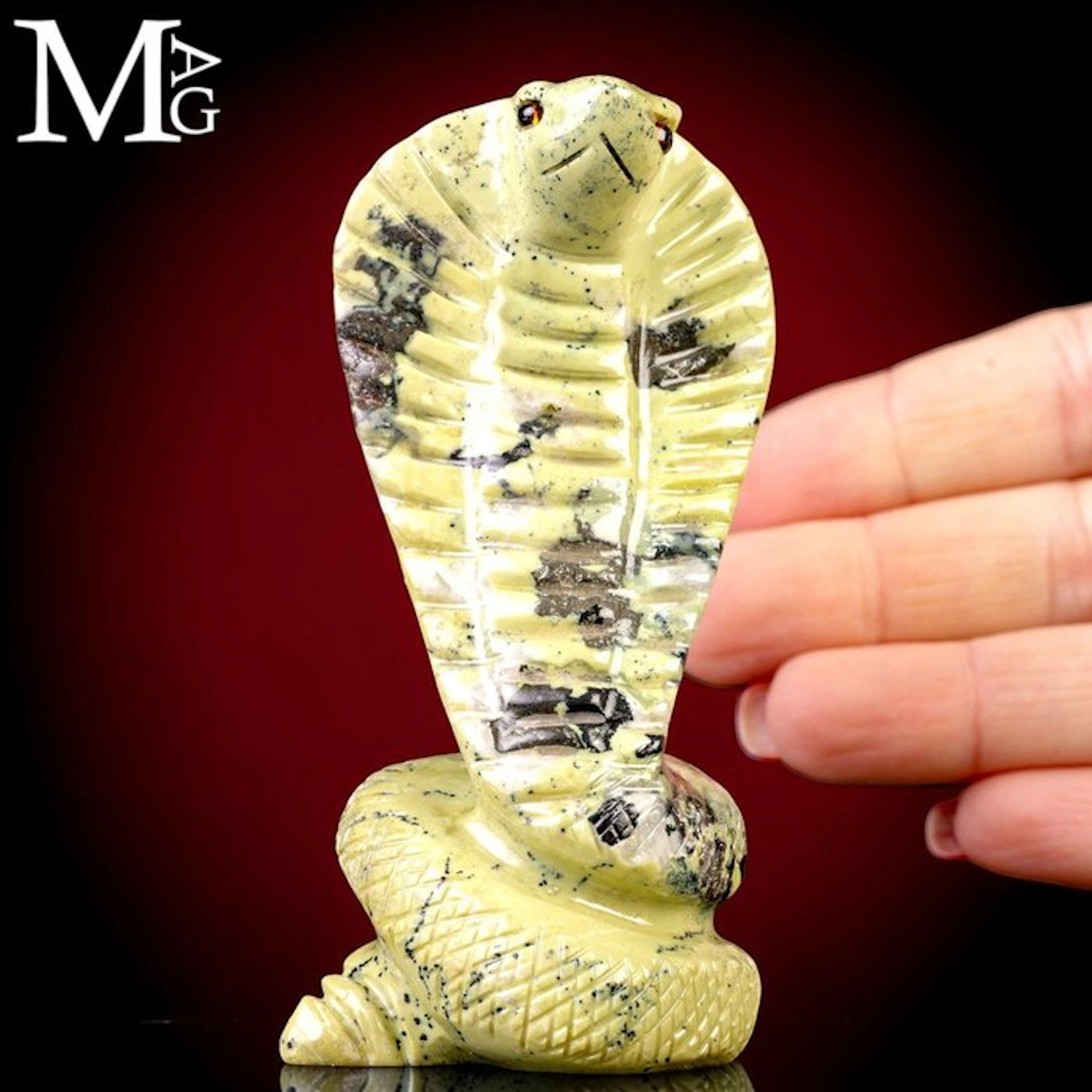 Serpentine & Pyrite Cobra Sculpture Guardian of Earth and...