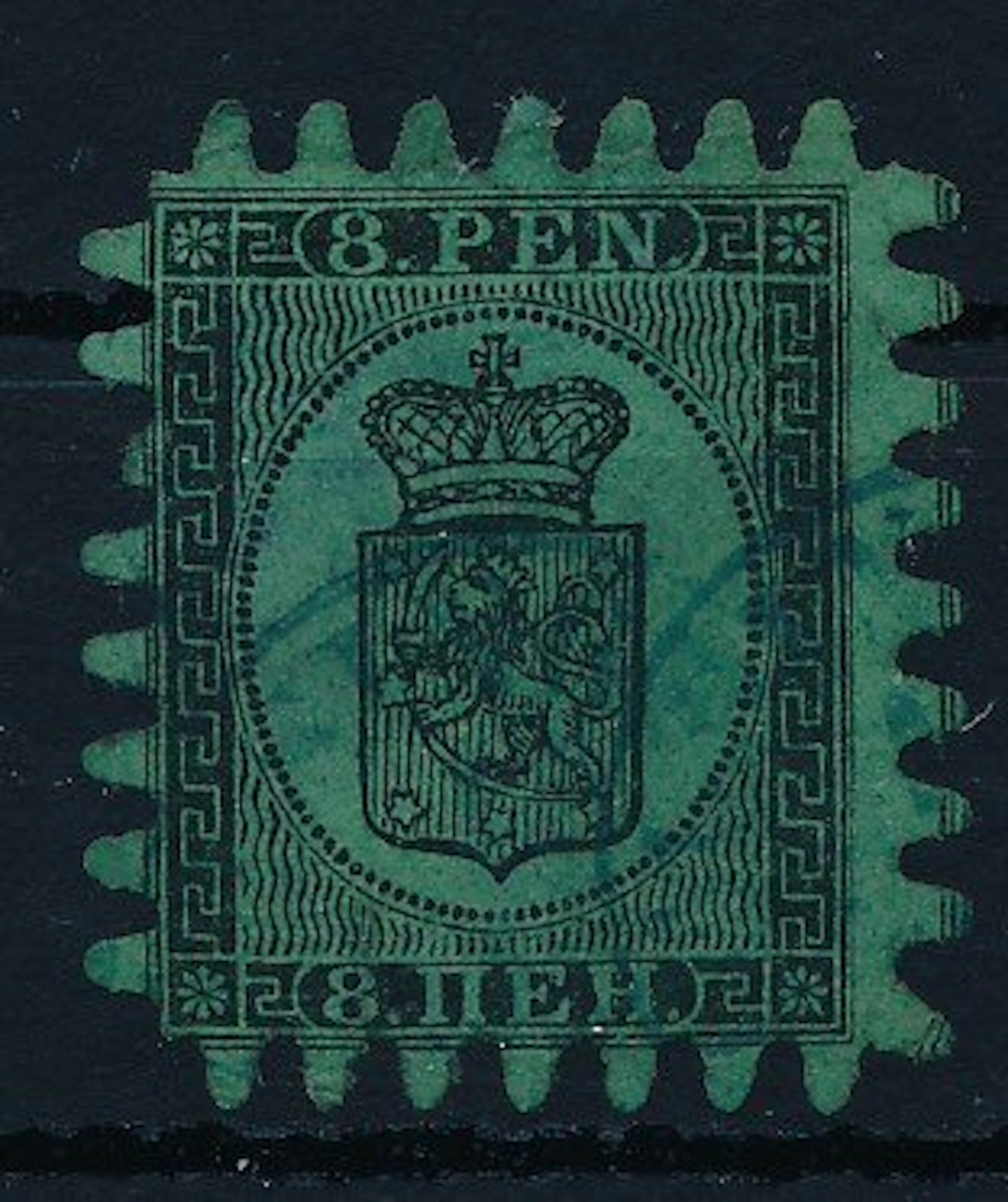 Finland 1858 - Coat-of-arms drawing 8 kopecks black on green