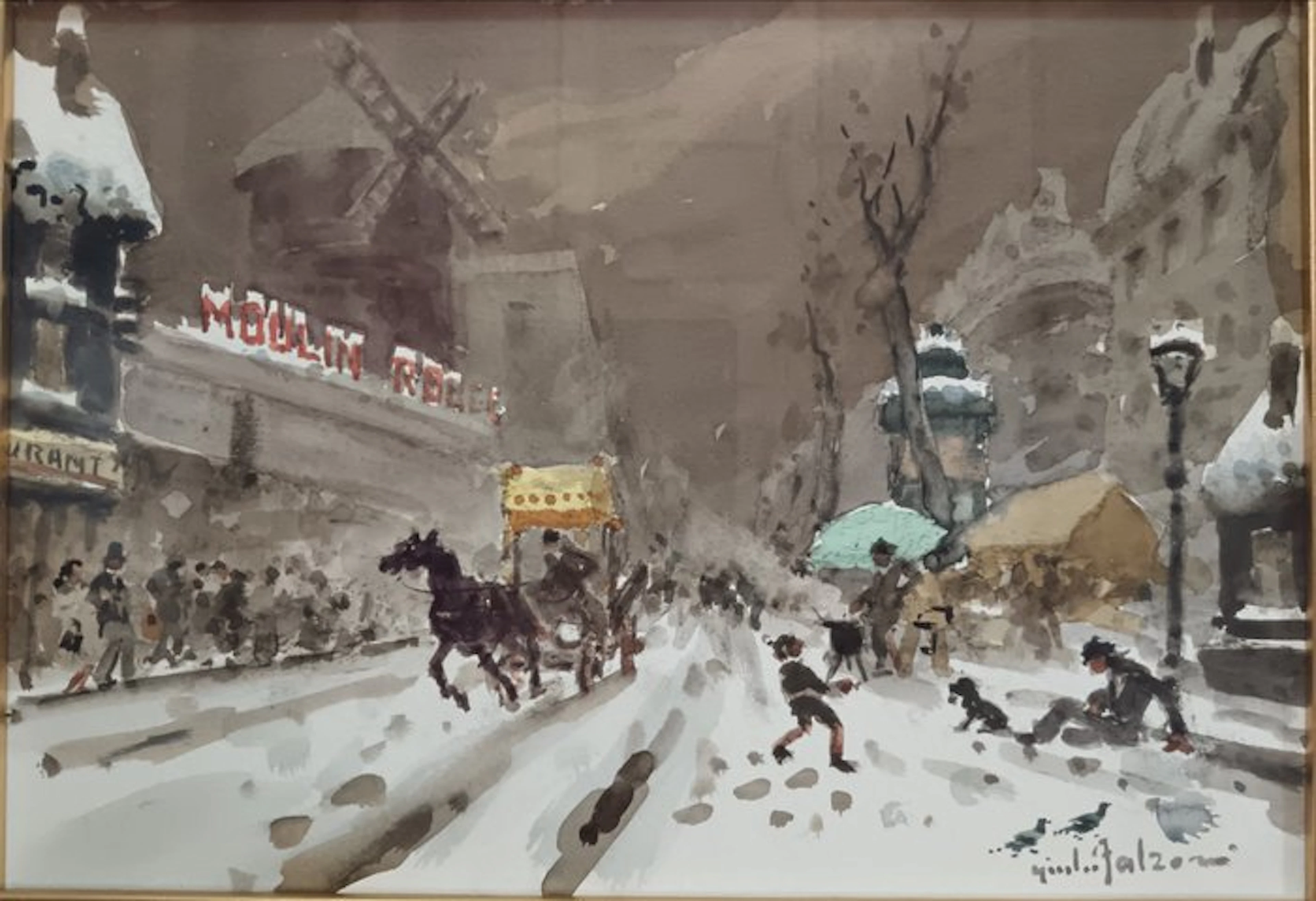 Giulio Falzoni (1900-1978) - Vecchia Parigi - Moulin Rouge