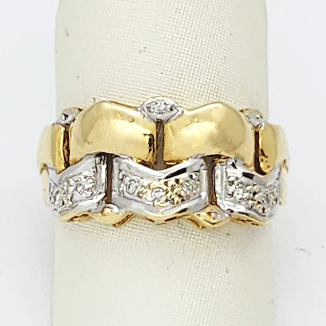 Ring - 18 kt. Yellow gold, White gold - 0.06ct. tw. Diamond (Natural)