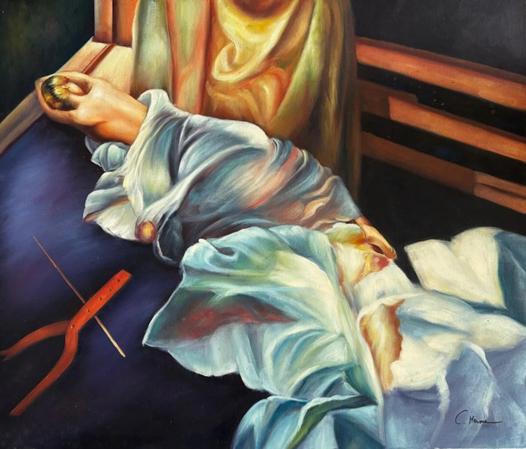 Carole Hermann (1958 - ) - La Femme au Drap Bleu