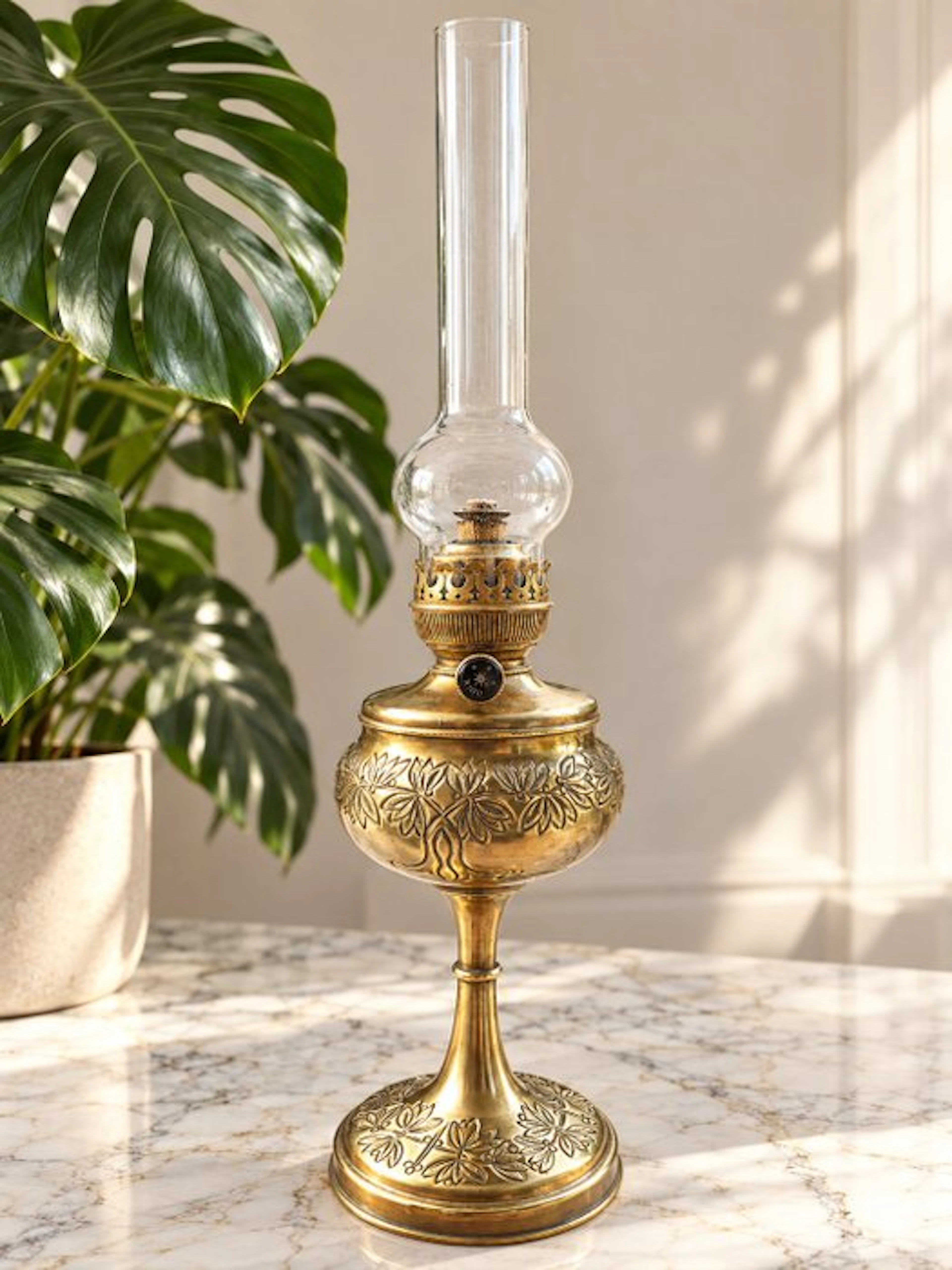 Odin - Kerosene lamp - 15 matador - Gilt brass