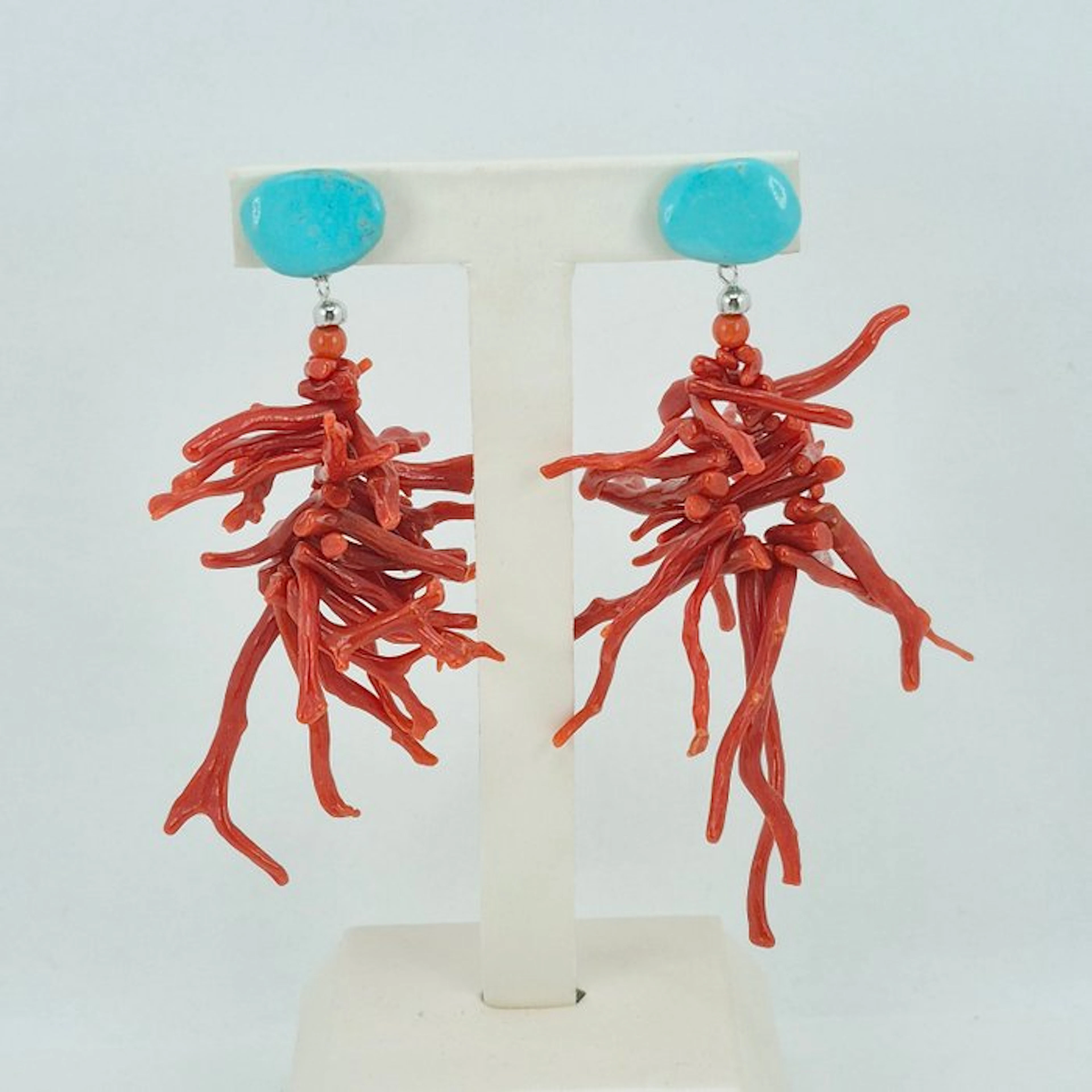 Turquoise - Silver - Earrings - CORALLO MEDITERRANEO