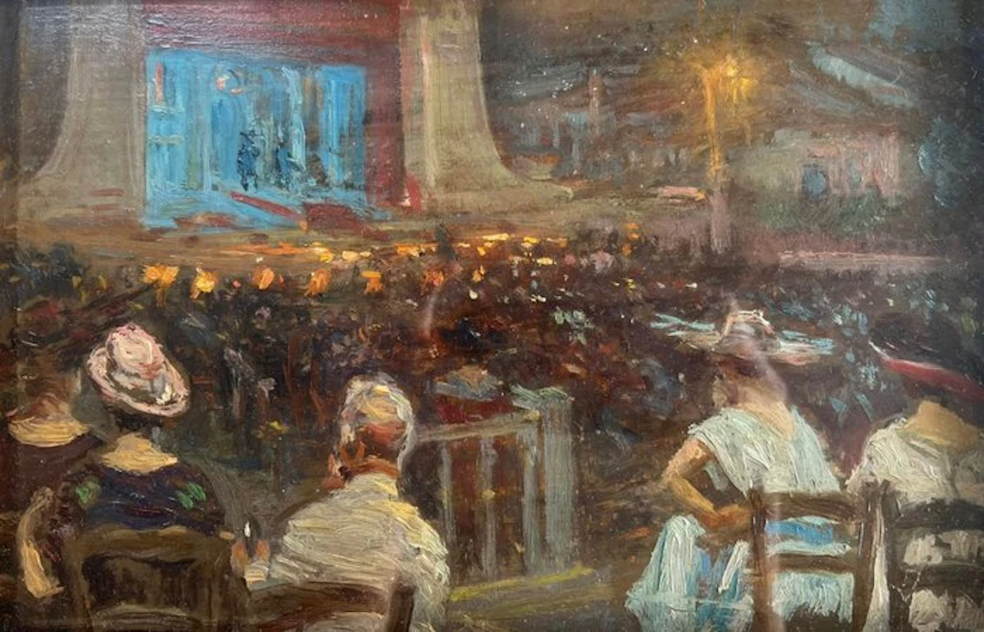 Salvatore De Gregorio (1859-1928), Attributed to - A night at theatre in Naples