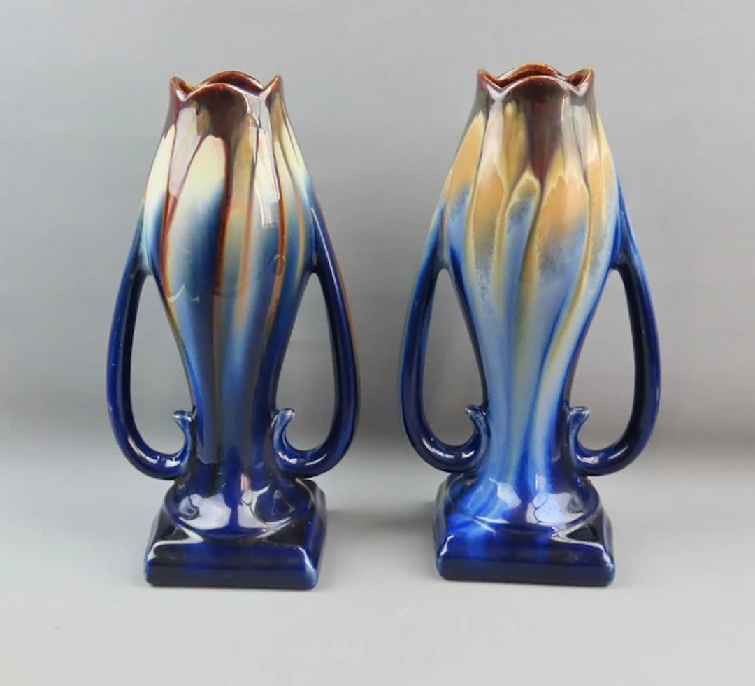 Faïencerie de Thulin België - Vase (2) - 30 - Earthenware...