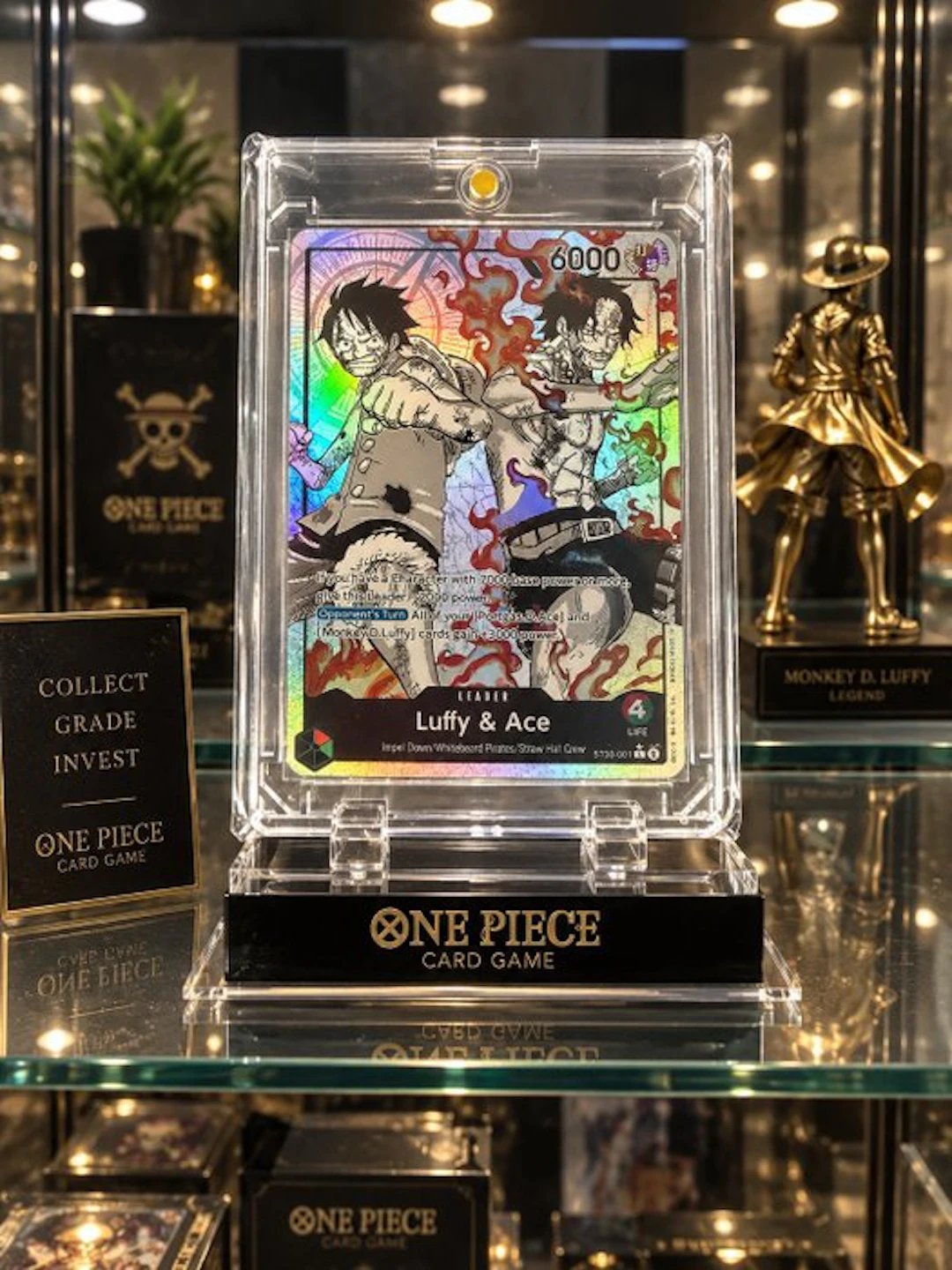 One Piece Luffy & Ace ST30-001 Holo Leader Card - 1 Card...