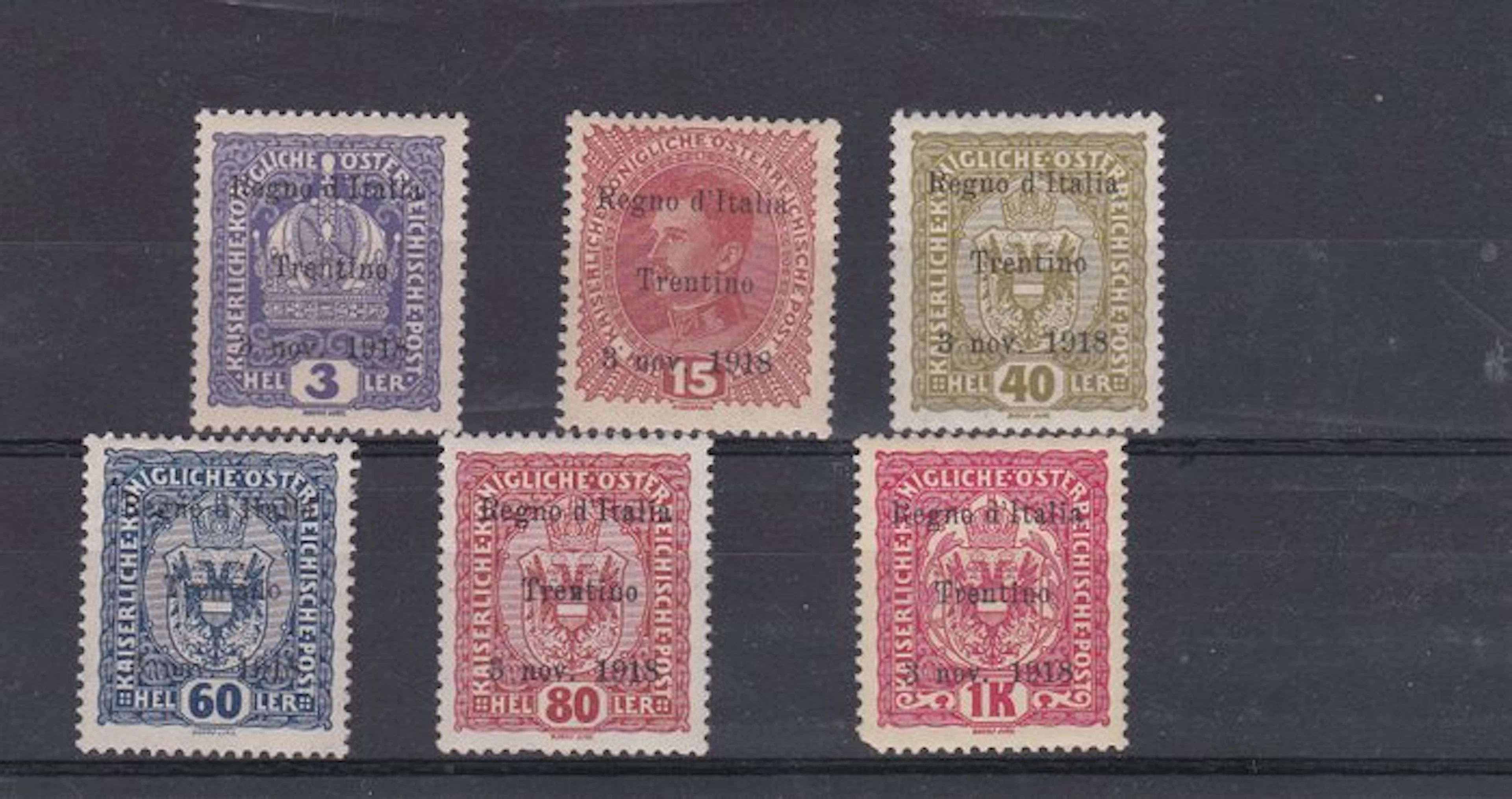 Italy - Trentino 1918 - Some high values of the first series New MLH*