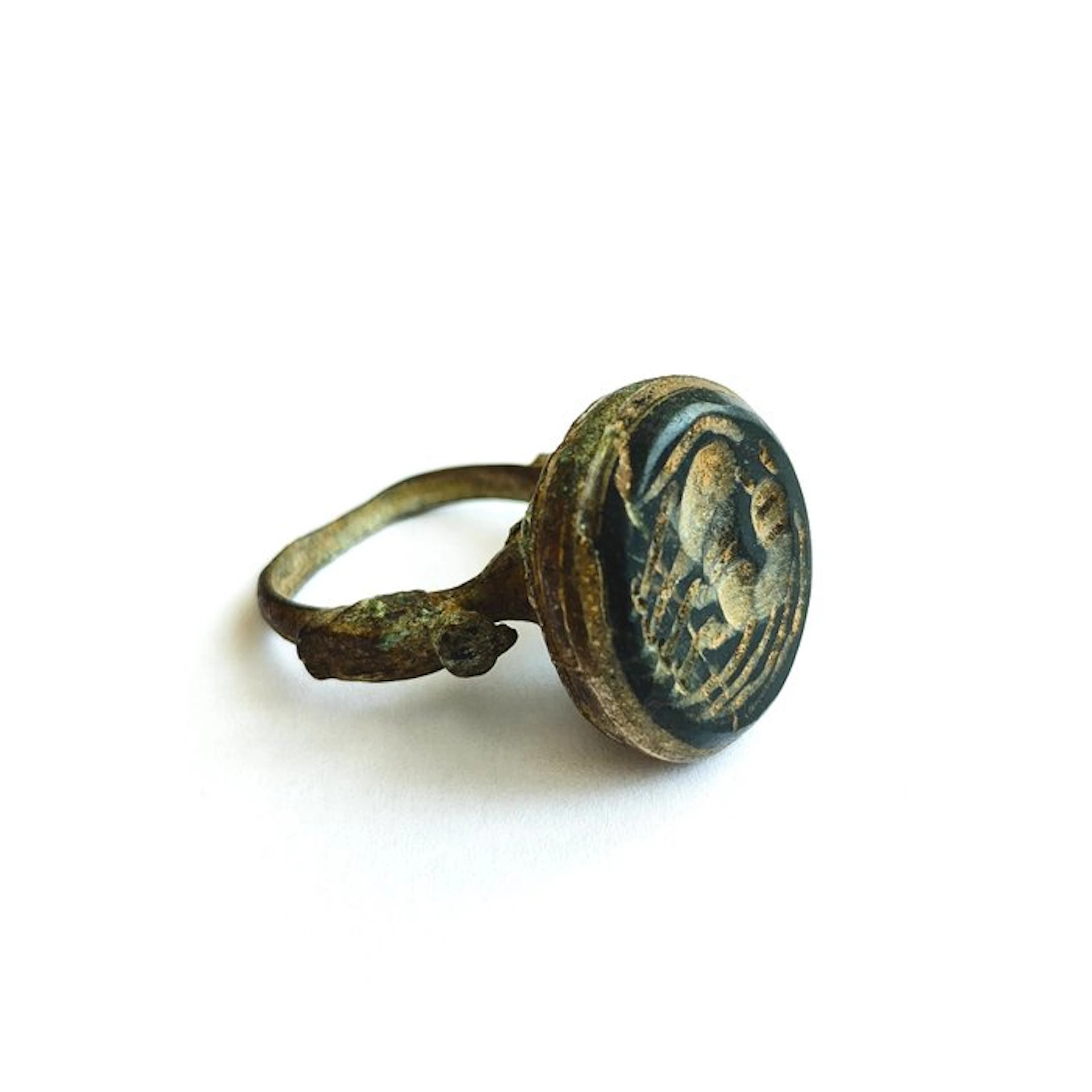 Silk Road,Central Asia Silver and Agate Silver Ring with...
